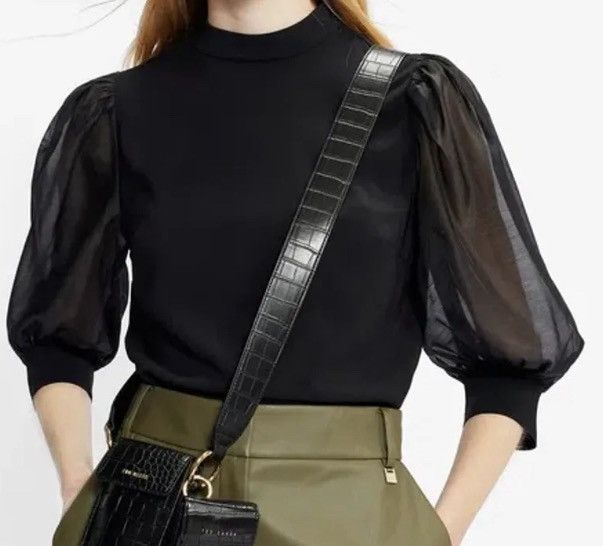 Ted Baker TED BAKER Blouse, oversize organza sleeves, RRP $175 Size S / US 4 / IT 40 - 3 Thumbnail