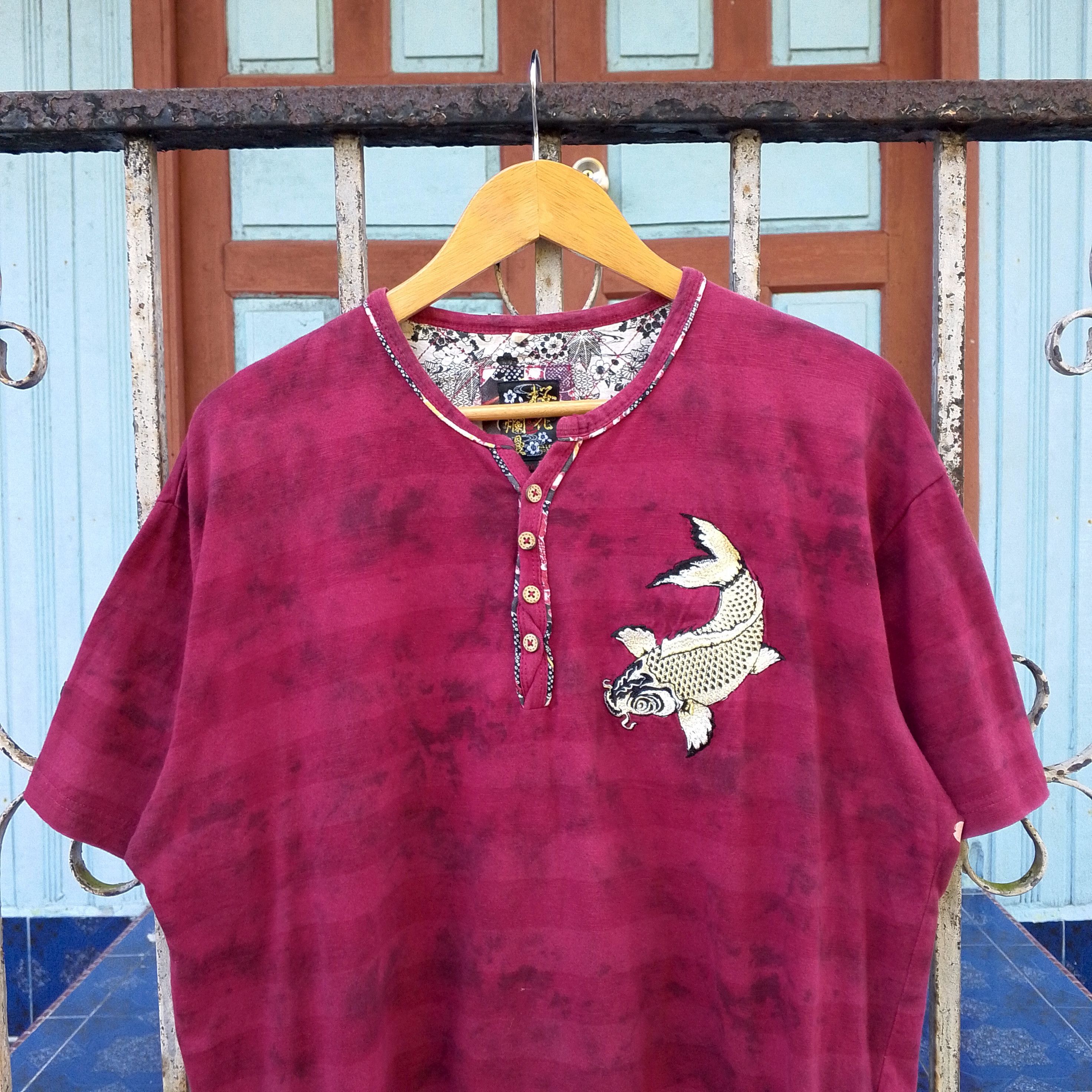 Japanese Brand Vintage Bullet Noise Japanese Sukajan Koi Fish Tee Size US XL / EU 56 / 4 - 6 Thumbnail