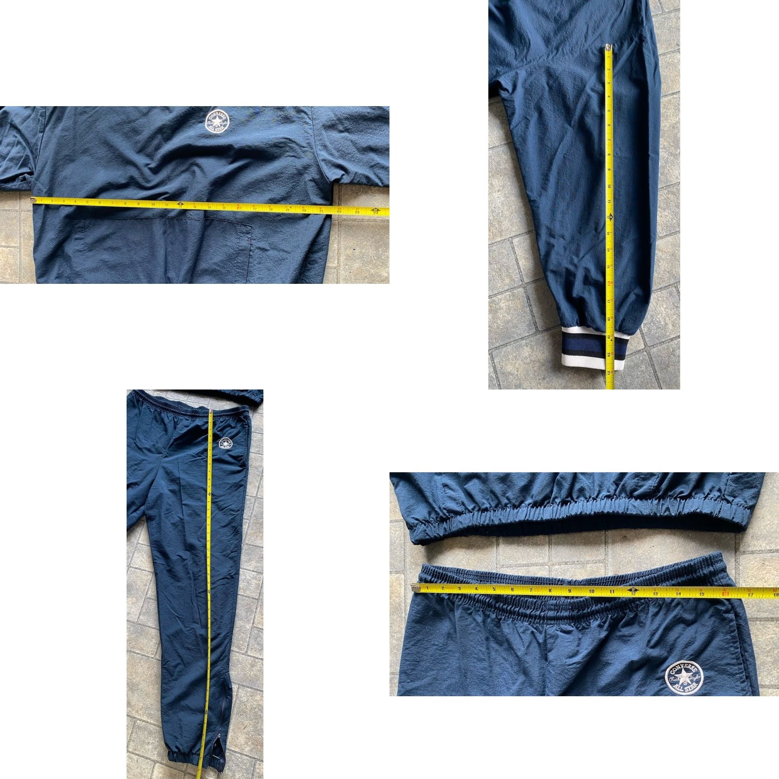 Converse VTG Converse All Star MEDIUM Dark Blue Track Suit Set Chuck Taylor Made In USA Mens M Track Jacket Pants Size 40R - 10 Thumbnail