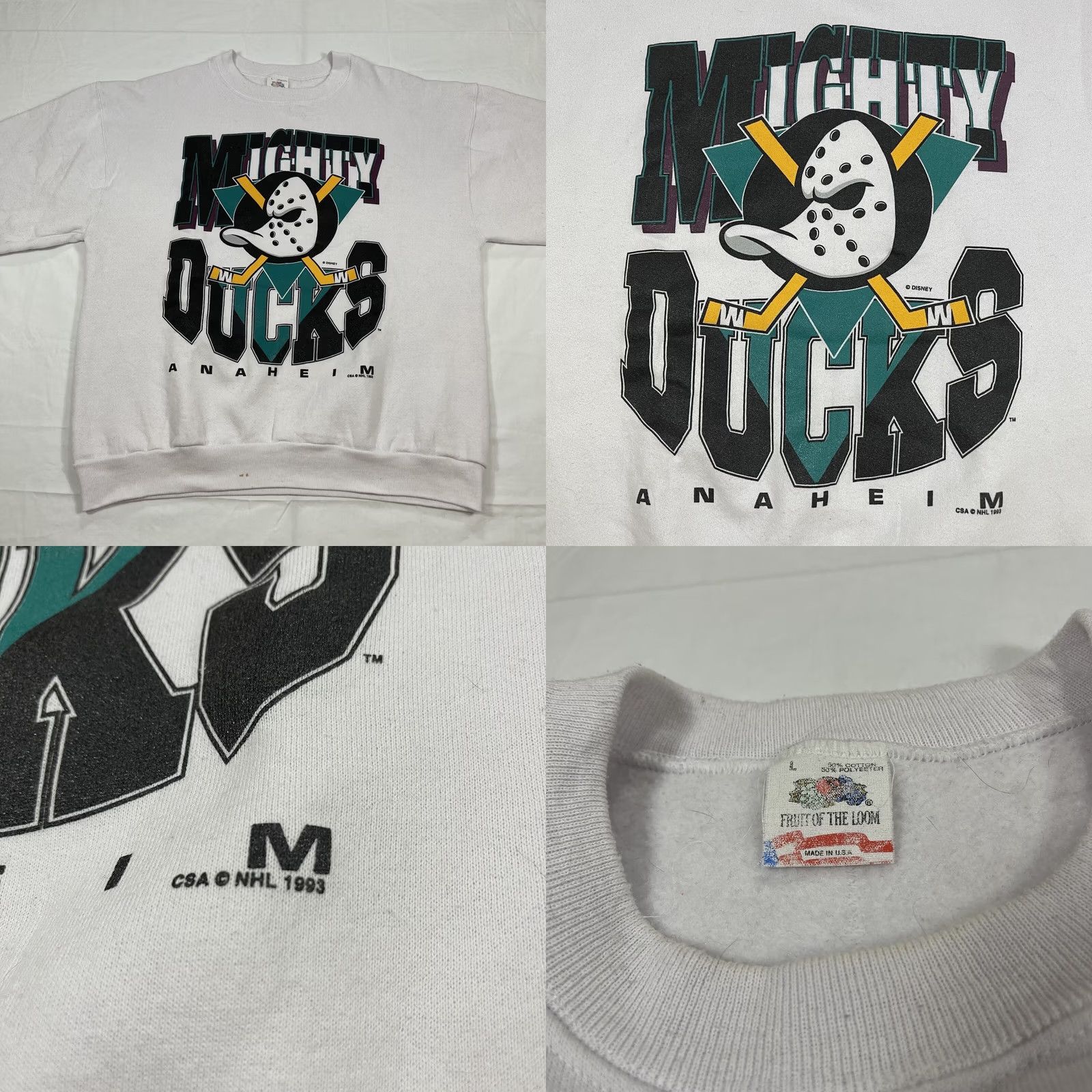 Disney VINTAGE Anaheim Mighty Ducks Sweatshirt NHL Disney 90s Big Graphic Cotton Sweatshirt Men L Black Logo 90s Size US L / EU 52-54 / 3 - 8 Thumbnail