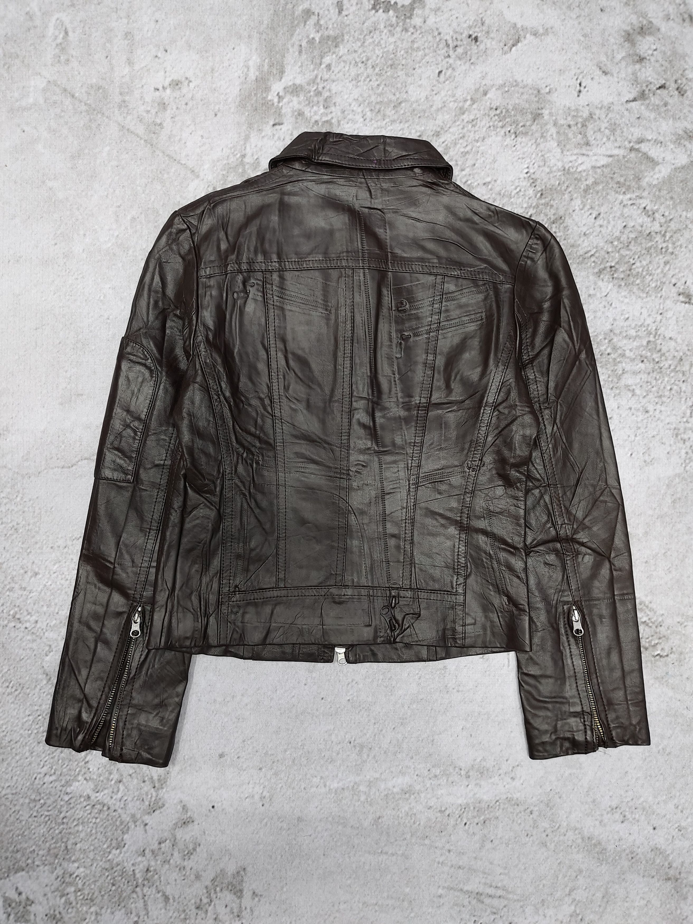 DKNY 2000s DKNY- Multi Zip Pocket Moto Sheepskin Leather Jacket Size M / US 6-8 / IT 42-44 - 6 Thumbnail