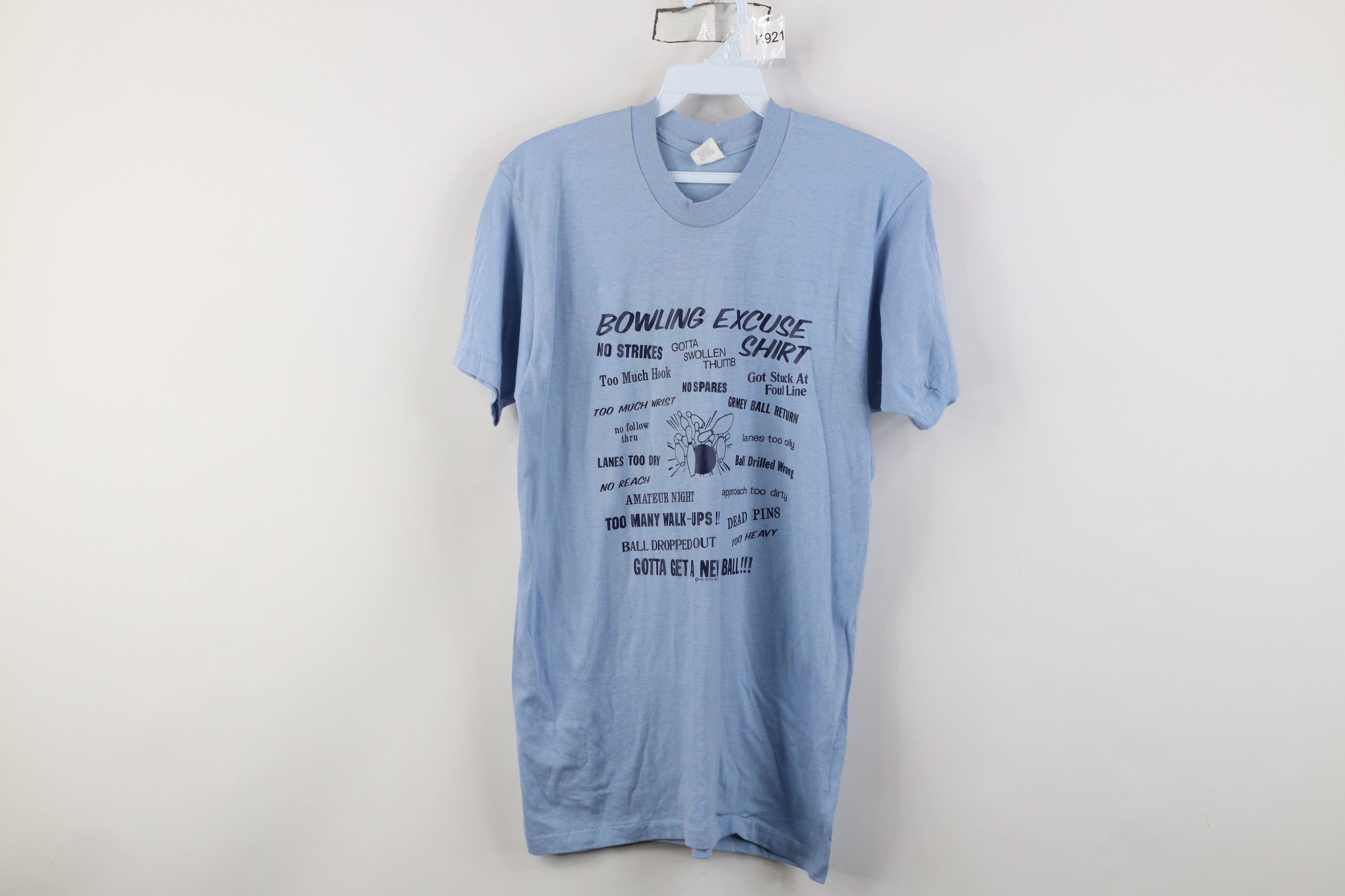 Vintage Vintage 80s Bowling Excuse Short Sleeve T-Shirt Blue USA Size L / US 10 / IT 46 - 1 Thumbnail