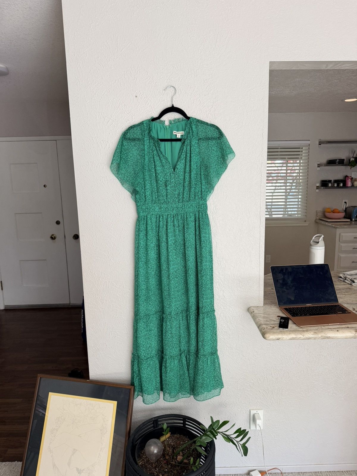 Whistles Whistles Green Sketched Floral Frill tiered Dress 4 Size S / US 4 / IT 40 - 8 Thumbnail