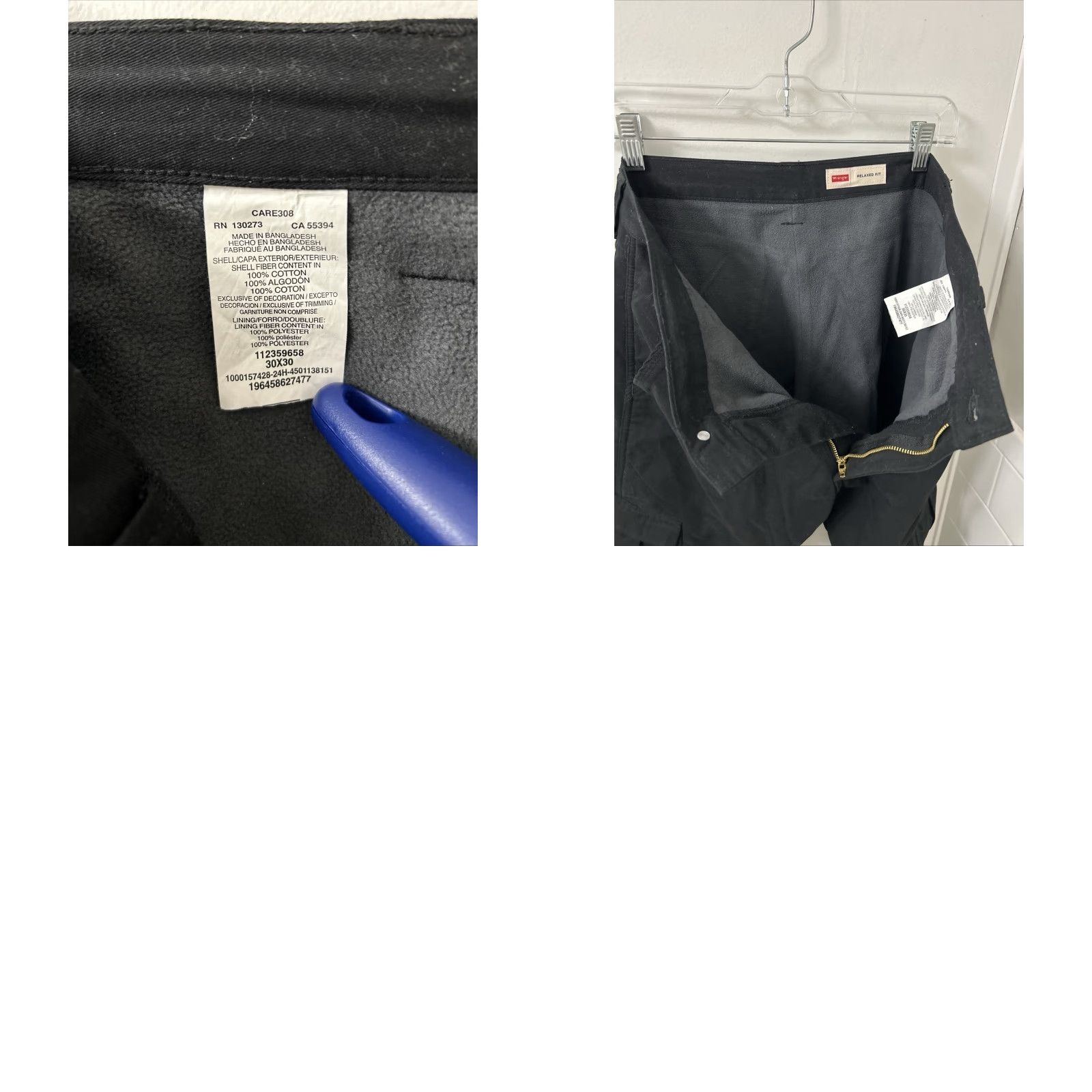 Wrangler Wrangler Cargo Pants Mens 30x30 Black Fleece Lined Relaxed Fit Trousers Size US 30 / EU 46 - 9 Thumbnail