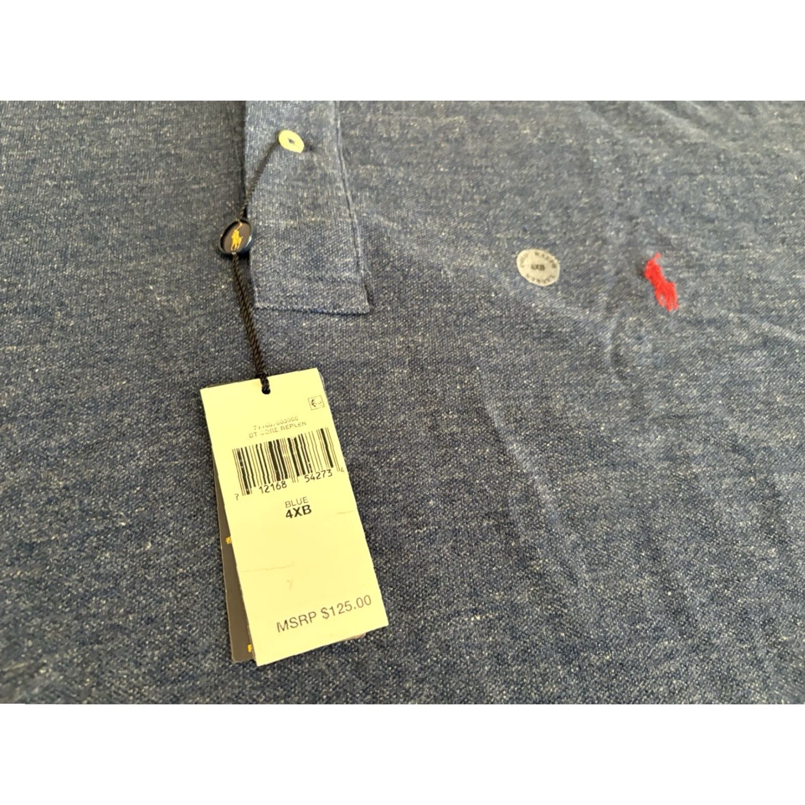 Polo Ralph Lauren VINTAGE Polo Ralph Lauren Solid Blue w/ Red Pony Short Sleeve Shirt Mens 4XB NWT 125 Size US XXL / EU 58 / 5 - 3 Thumbnail