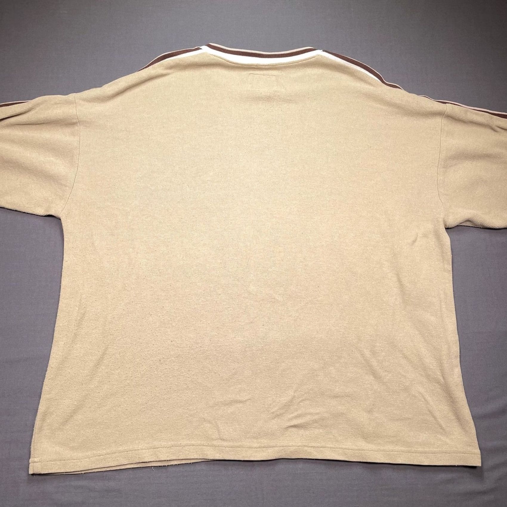 Logo 7 Vintage Bad Boy Shirt Mens XL Beige Ringer Crewneck Logo Knit Tee Made USA 90s Size US XL / EU 56 / 4 - 6 Thumbnail