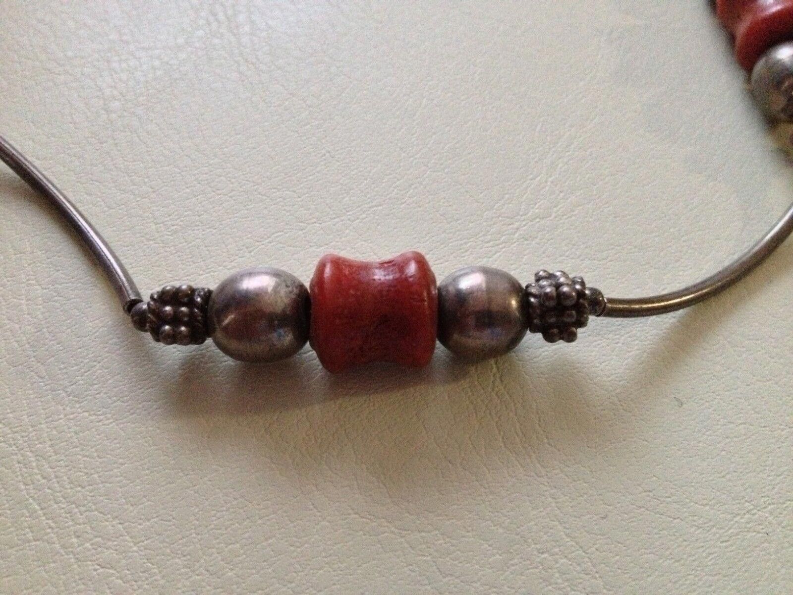 Handmade Sterling Silver Apple Sponge Coral Bead Necklace Size ONE SIZE - 2 Thumbnail