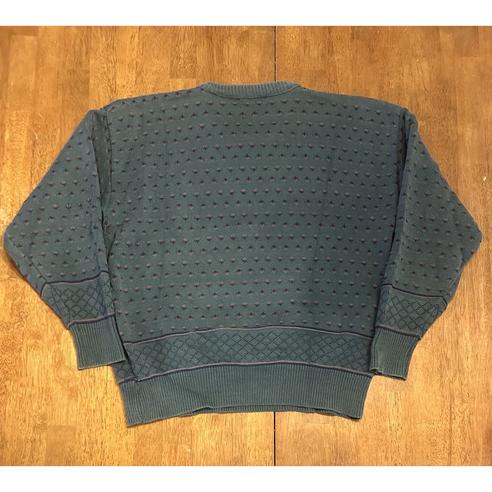 Vintage VINTAGE Green Textured Knit Sweater Crewneck Medium Men's Cotton 90s Size US M / EU 48-50 / 2 - 5 Thumbnail