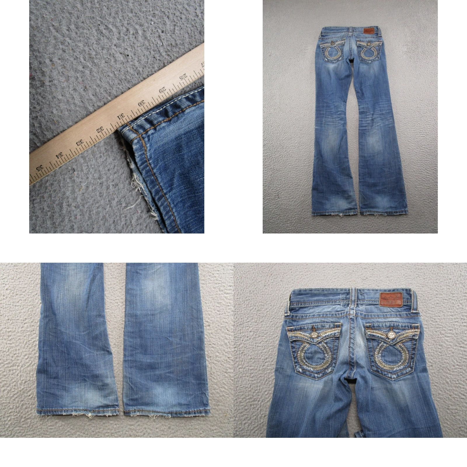 Vintage BKE Buckle Jeans Bootcut Distressed 5-Pocket Denim Flap Pocket Women's 27R Blue Size 27" / US 4 / IT 40 - 9 Thumbnail