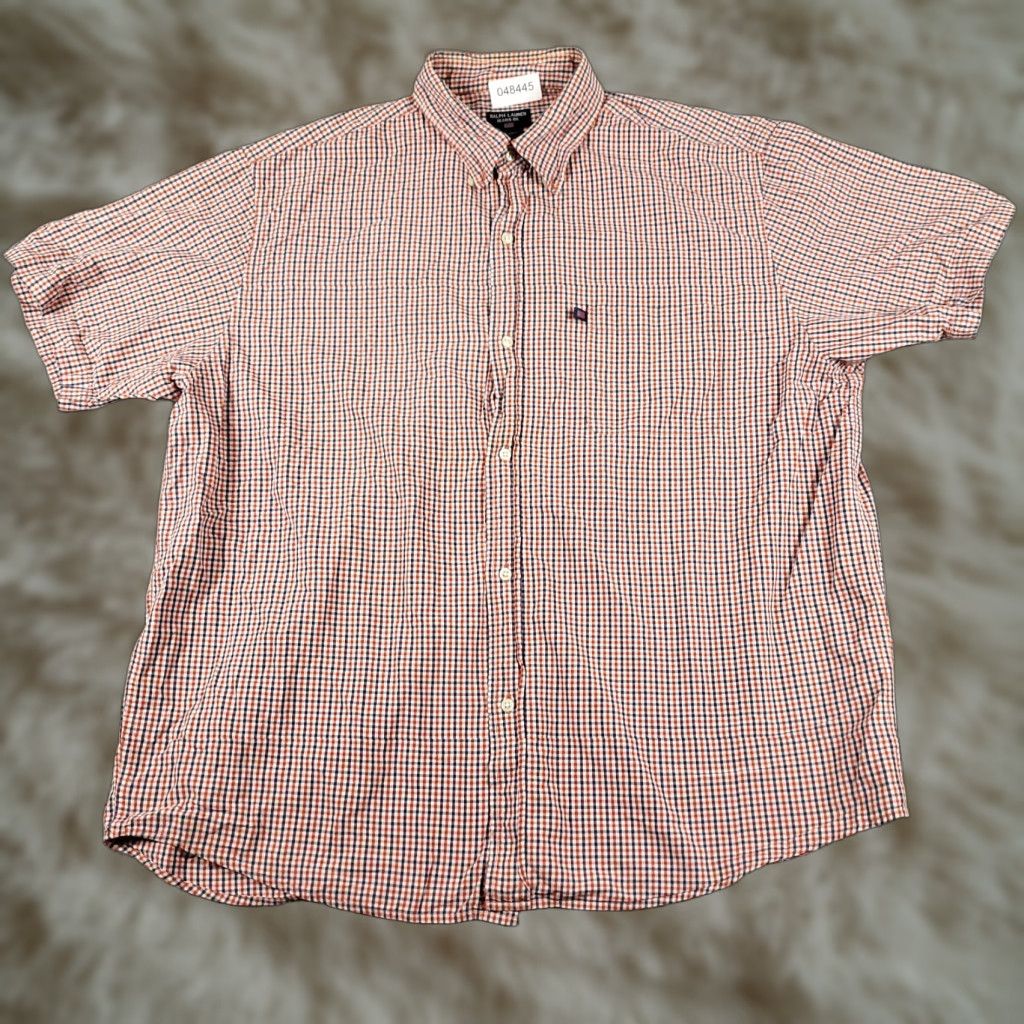Ralph Lauren Ralph Lauren Shirt Mens XL Orange Blue Check Casual Button-Up Short Sleeve Size US XL / EU 56 / 4 - 1 Thumbnail