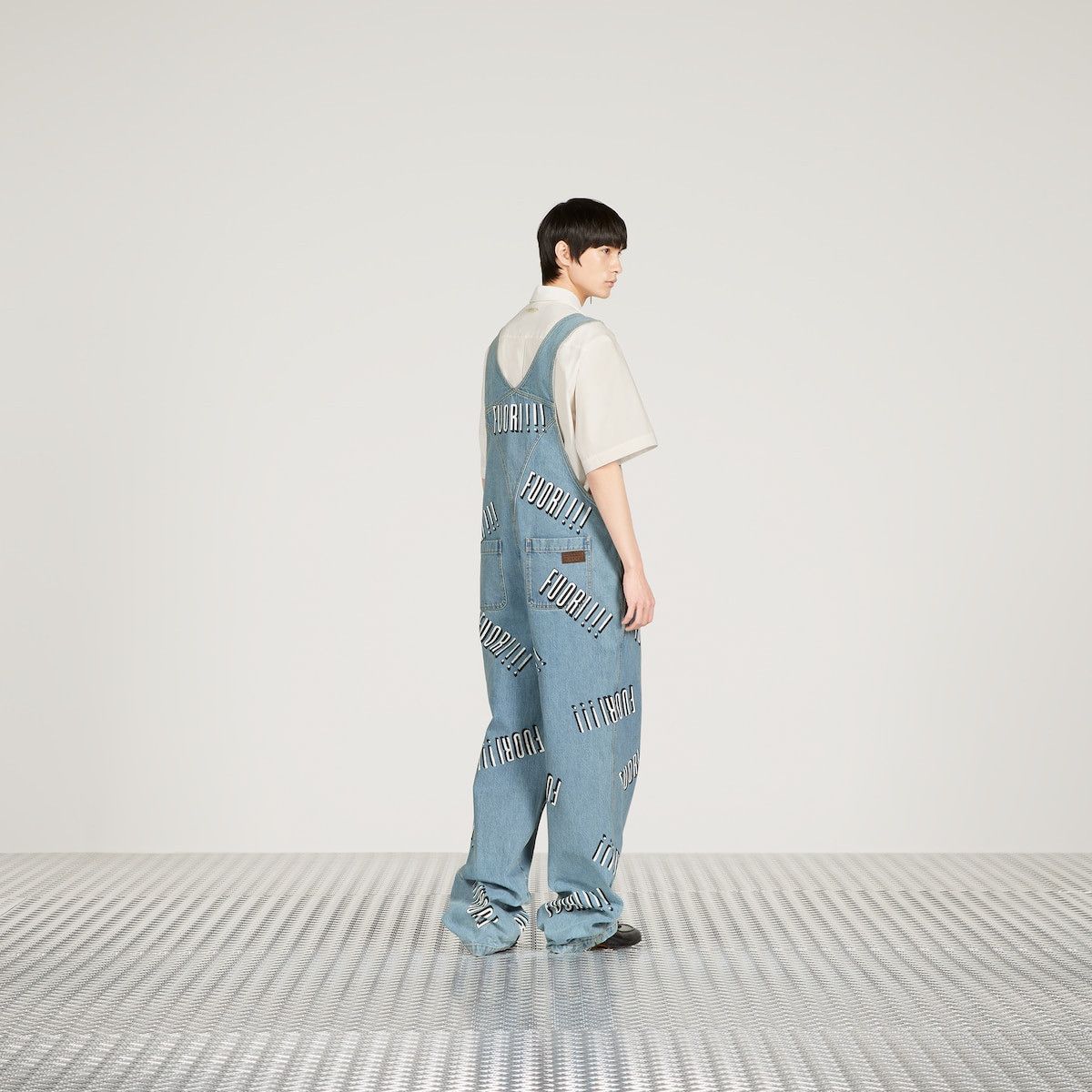 32 - Gucci Cotton Denim Overall Fuori!! Print Jeans Blue
