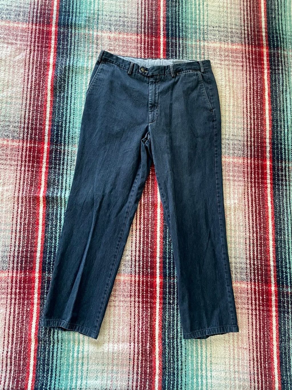 Vintage Indigo Dyed Straight Fit Chinos 34x28.5 Size US 34 / EU 50 - 1 Thumbnail