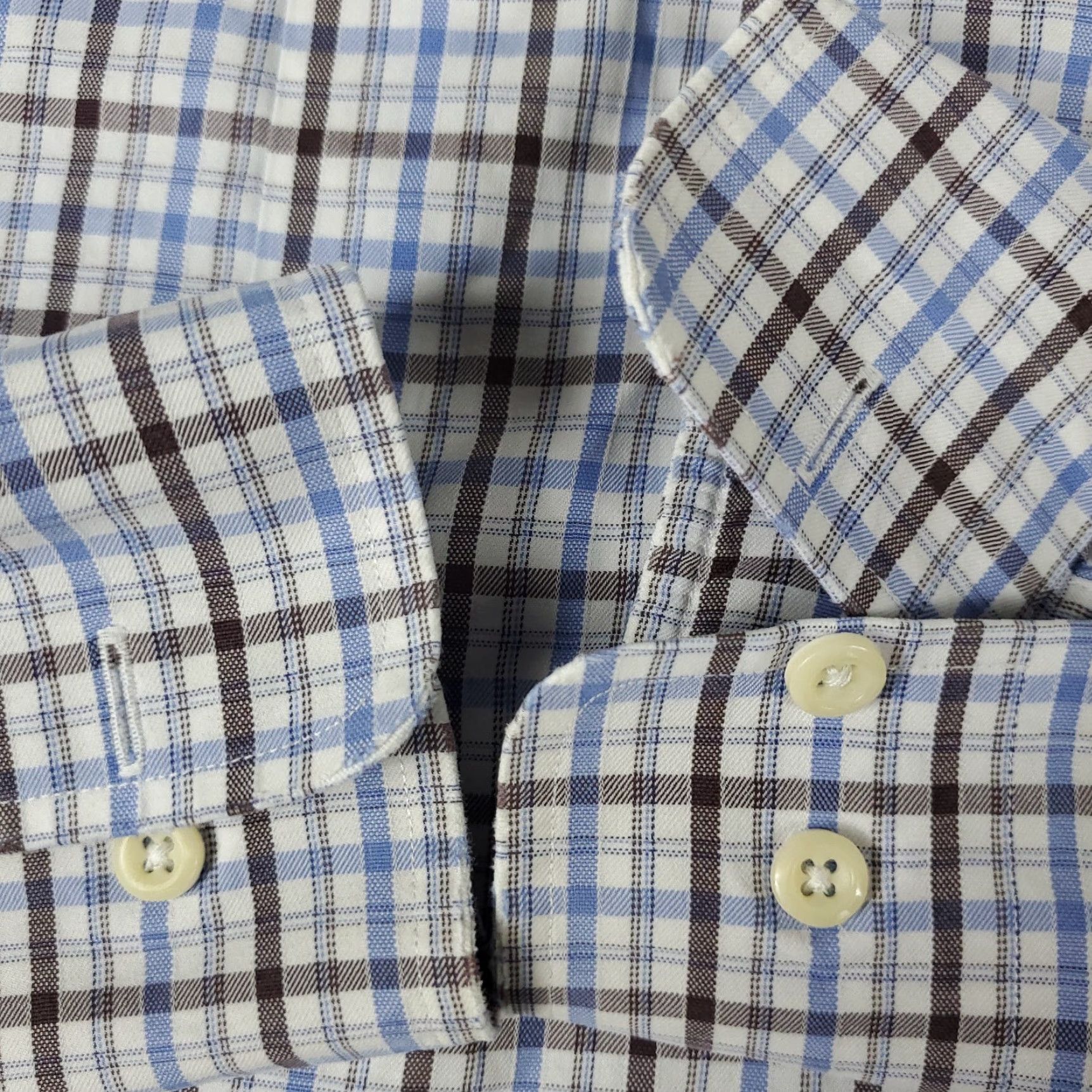 David Donahue David Donahue Shirt Mens Size 16.5 Blue Plaid Dress Button Up Long Sleeve Size 42R - 5 Thumbnail