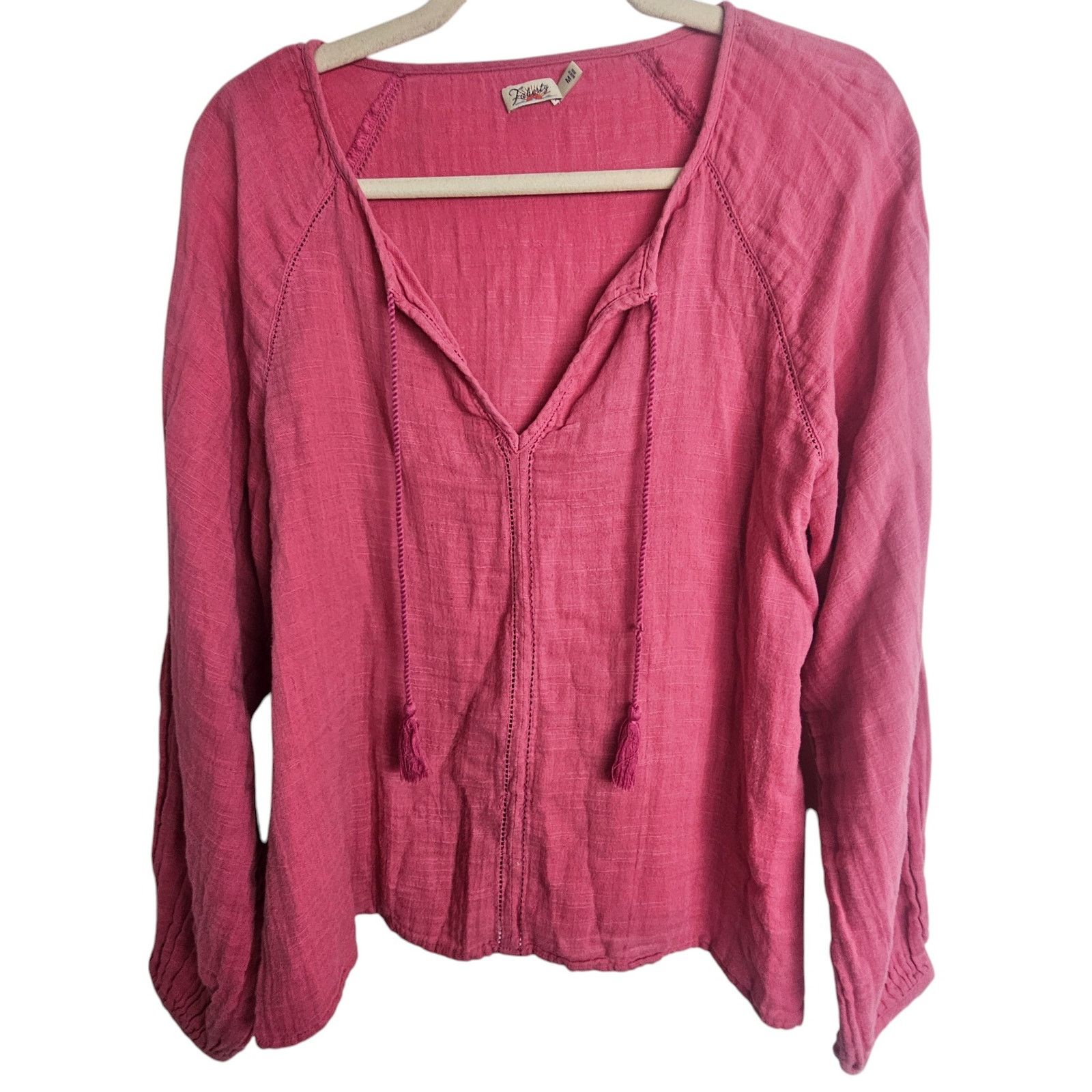 Faherty Faherty Womens Celina Puff Sleeve Top Gauzy Peasant Blouse M Size M / US 6-8 / IT 42-44 - 1 Thumbnail