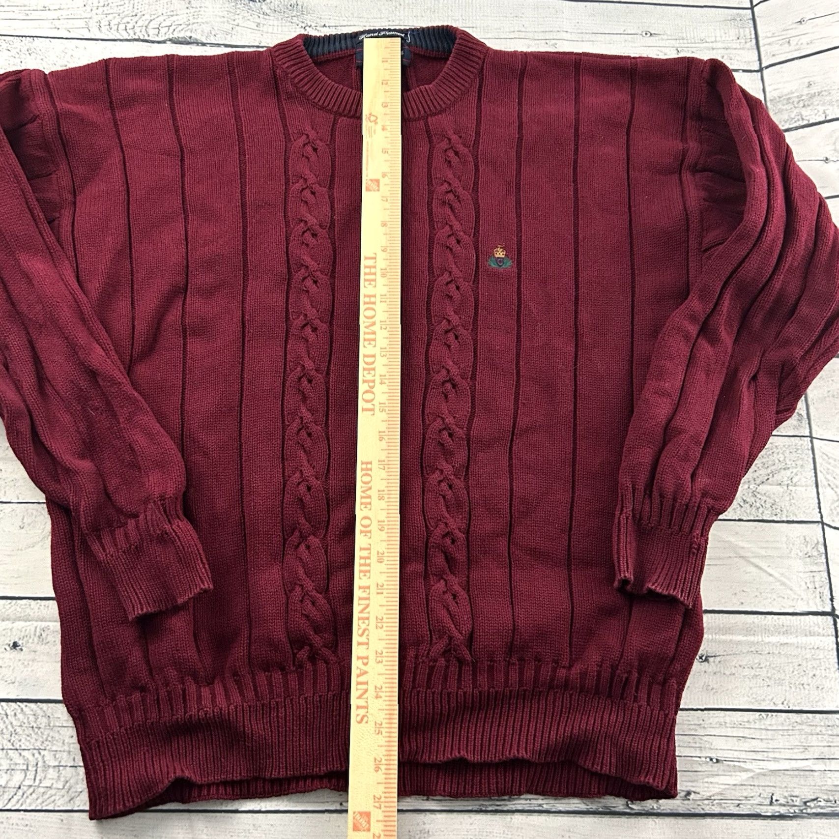 Gant GANT Hand Framed Pullover Cableknit Sweater Men's L Maroon Red Crew Neck Knit Style Pullover Mens Size L Maroon Cable-Knit Sweater Size US L / EU 52-54 / 3 - 4 Thumbnail