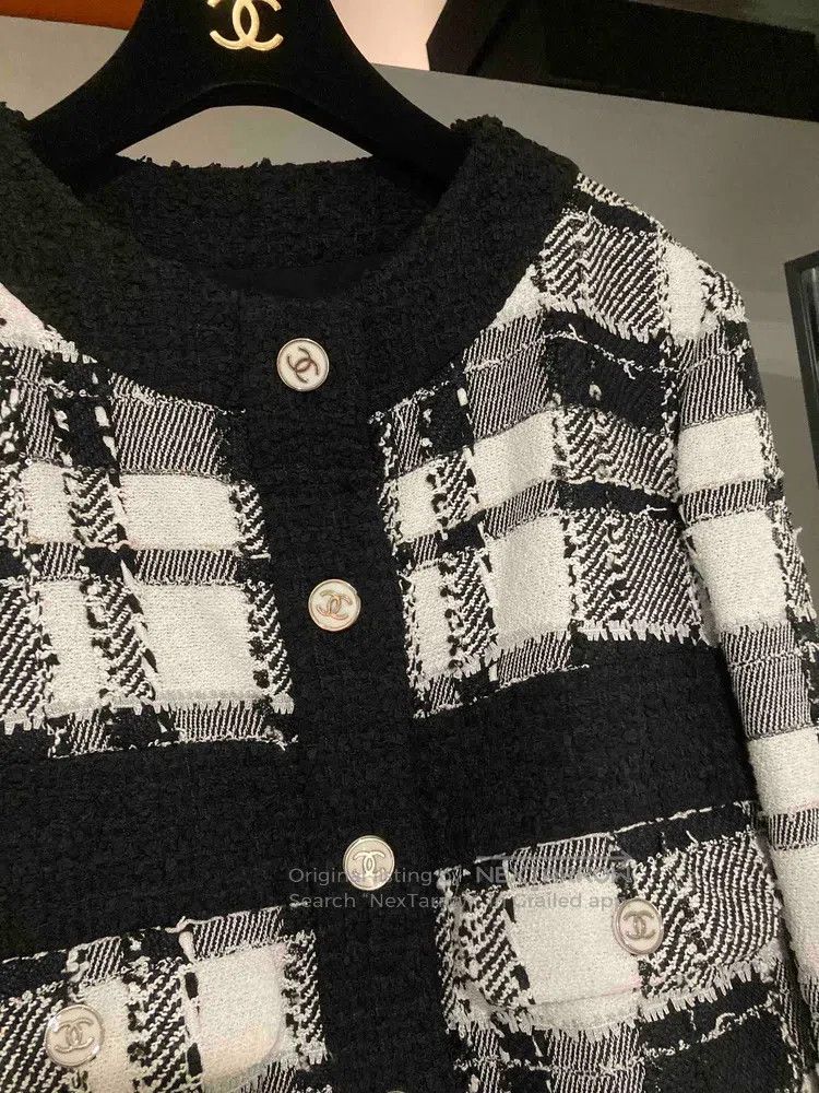 Chanel Chanel 23p black and white plaid fine glitter two-pocket j Size XS / US 0-2 / IT 36-38 - 5 Thumbnail