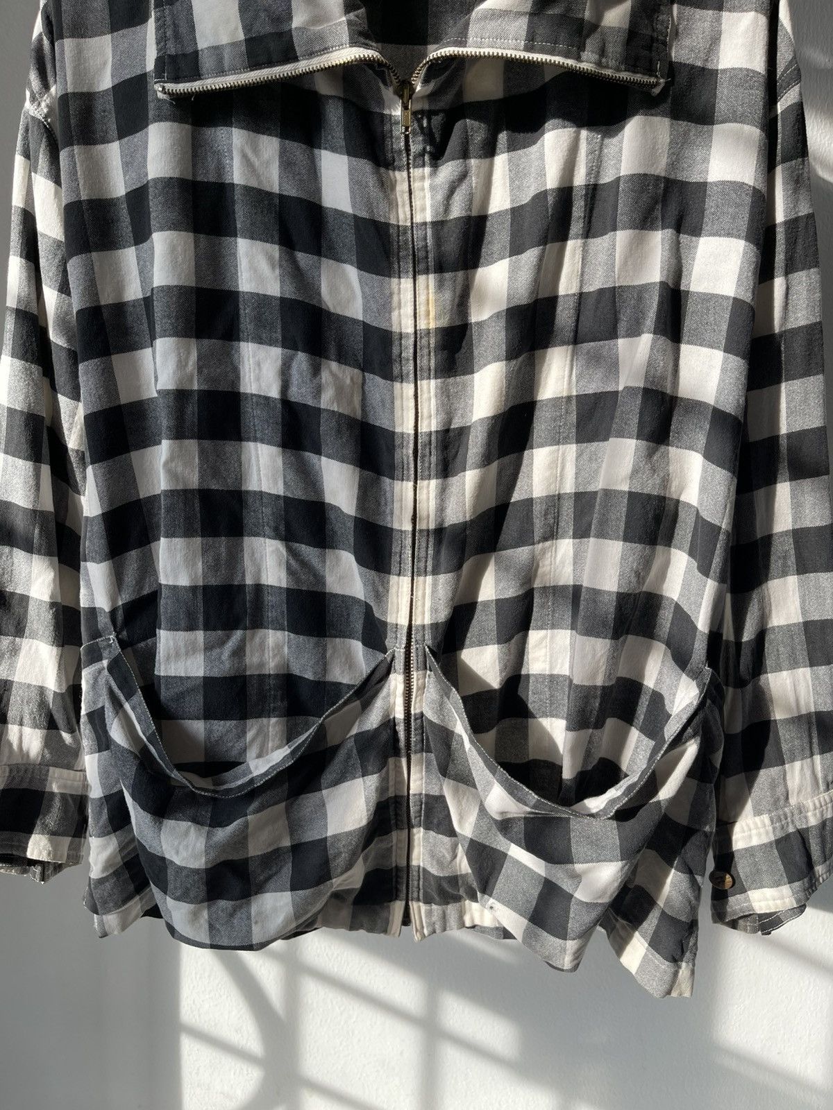 Issey Miyake 80s Issey Miyake Plaid Big Pocket Zipper Jacket Size US XL / EU 56 / 4 - 4 Thumbnail