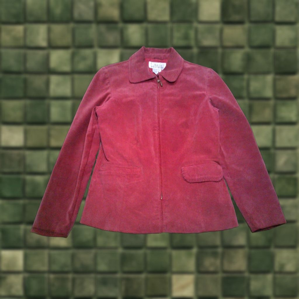 Ariat VINTAGE Aria Suede Leather Jacket Womens Small Red Bomber Jacket Short Sleeve Zip Front Pockets Regular Fit Motorcycle Style Womens Size S / US 4 / IT 40 - 1 Thumbnail