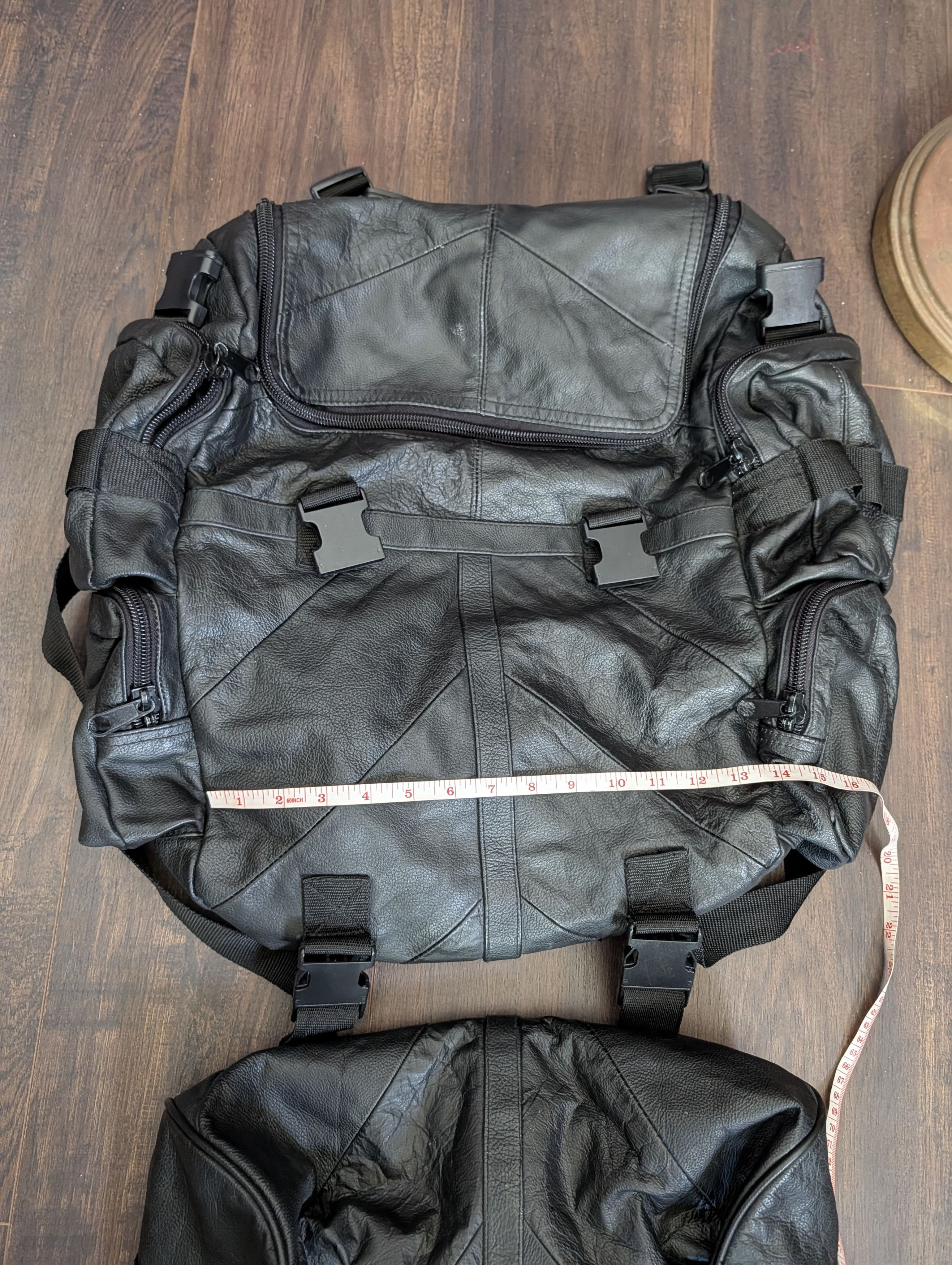 Vintage VTG leather 2-piece black biker cargo backpack Size ONE SIZE - 15 Thumbnail