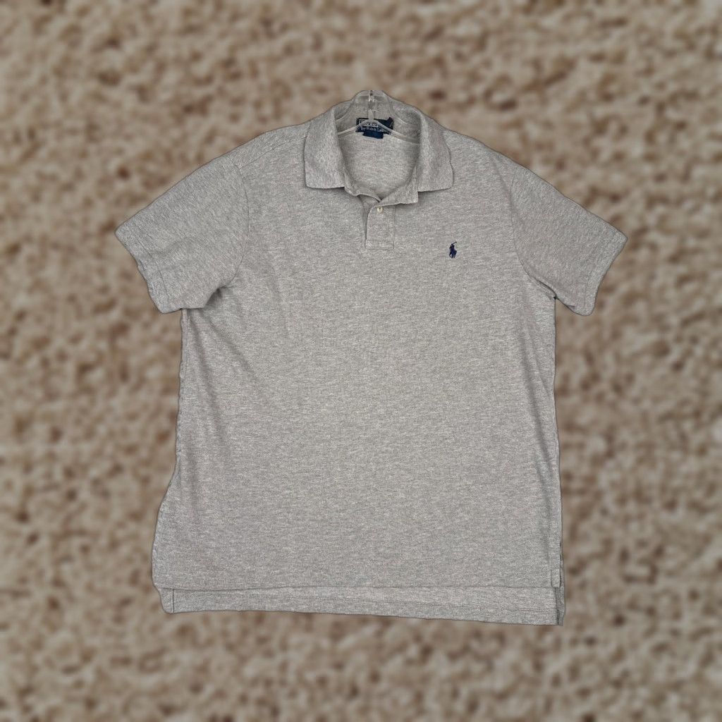 VINTAGE Ralph Lauren Polo Shirt Men XL Gray Polo Shirt Slim Fit 70s Golf Outfits Mens