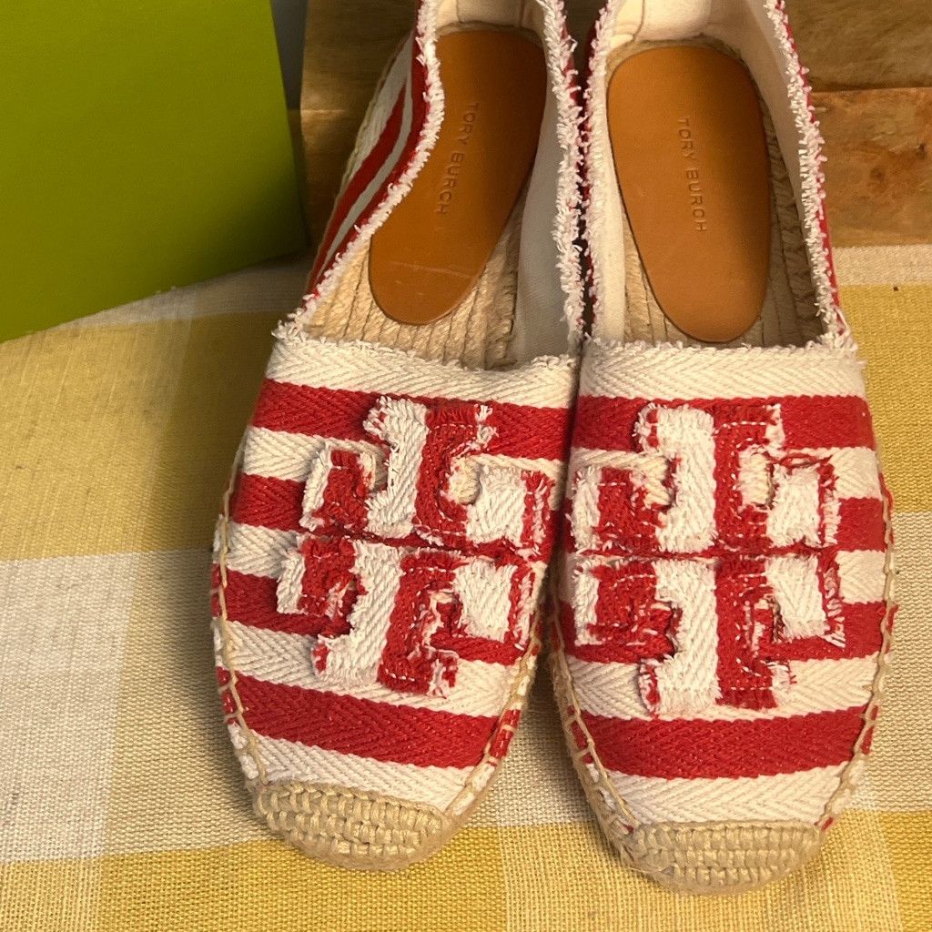 Tory Burch frayed striped canvas aline dinem Size US 8 / IT 38 - 5 Thumbnail