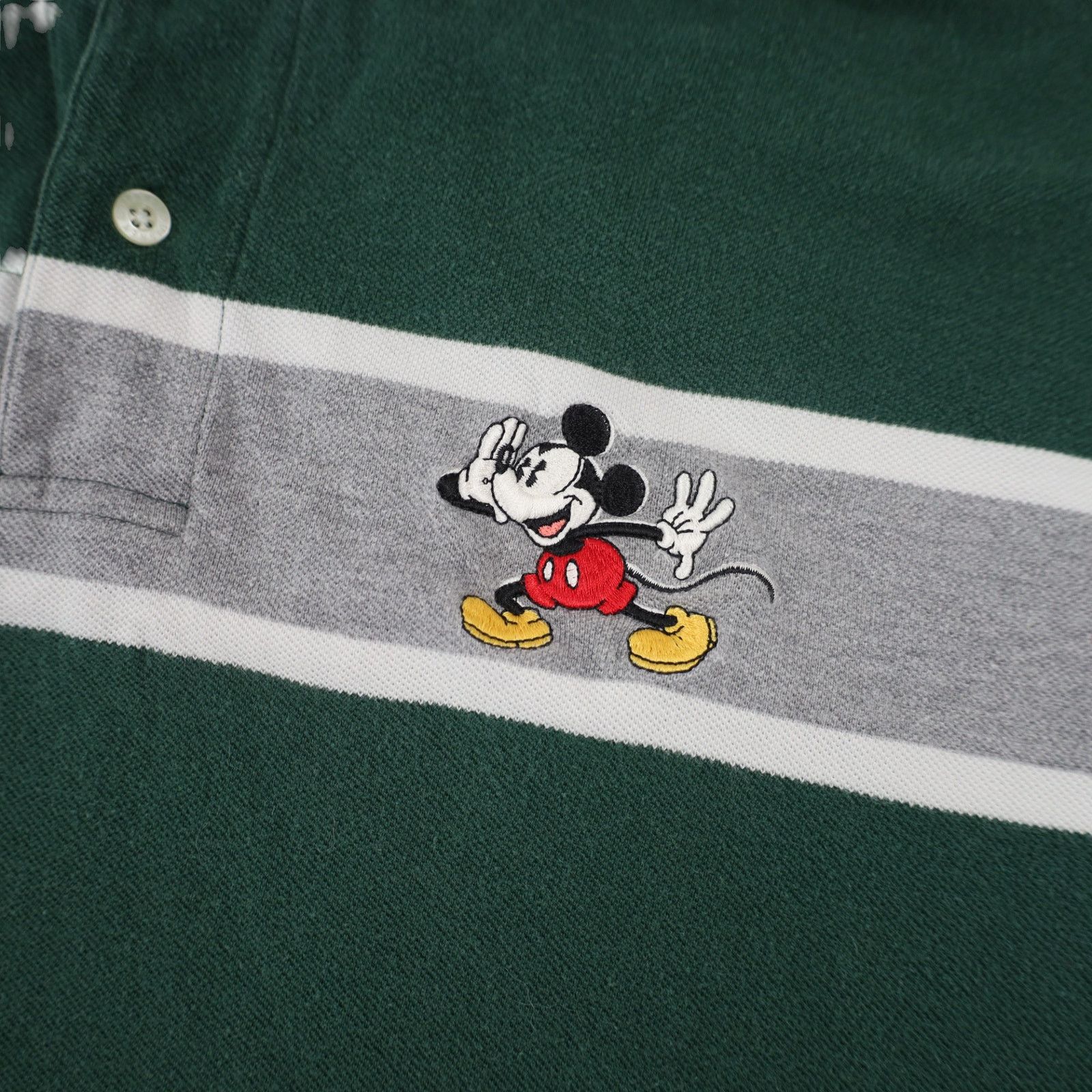 Disney × Vintage Vintage 90s Disney Mickey Varsity Squad Striped Polo Shirt Size US XL / EU 56 / 4 - 5 Thumbnail