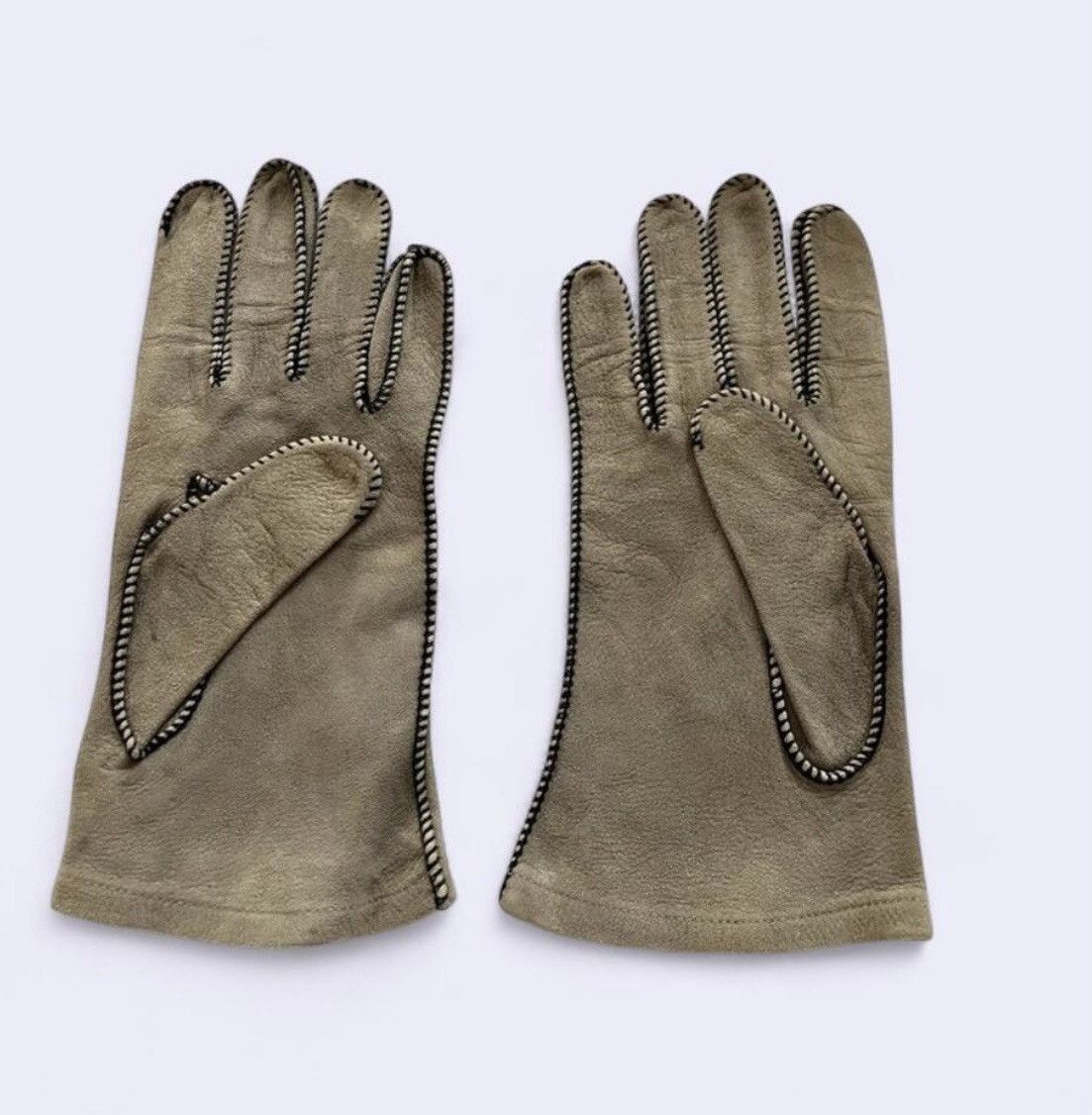Other Vintage 1960s Ladies Beige Leather Gloves Size L Size ONE SIZE - 2 Thumbnail