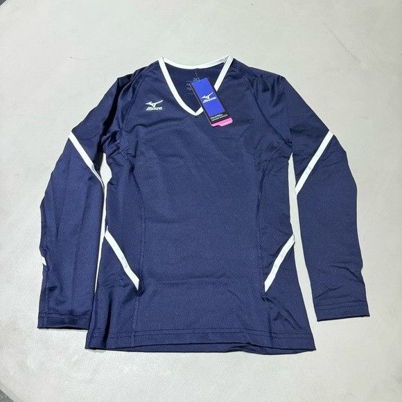 Mizuno NWT MIZUNO WOMEN’S TECHNO PERFORMANCE LONG SLEEVE NAVY/WHITE Size L / US 10 / IT 46 - 1 Thumbnail