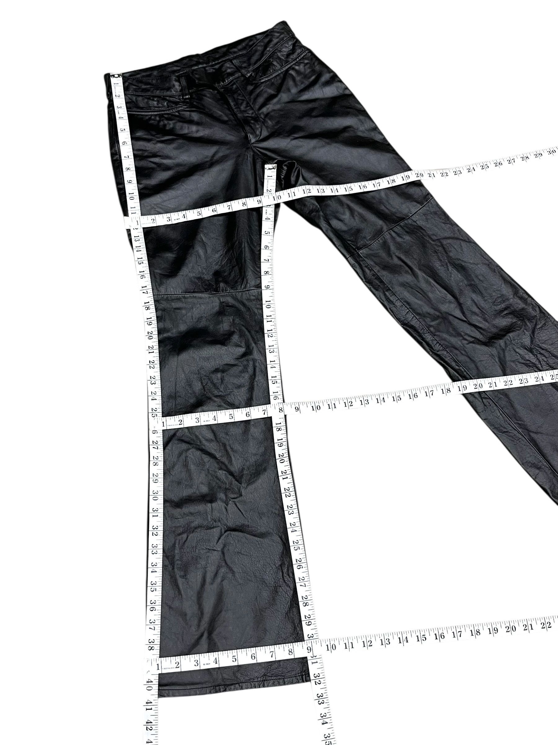 Genuine Leather FYE FLARE🔥Vtg Matsuda Black Punk Flare Light Leather Pants Size US 28 / EU 44 - 19 Thumbnail