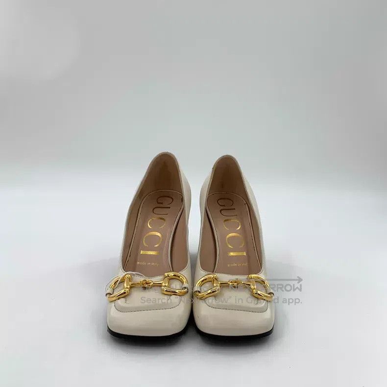 Gucci Gucci Beige horse buckle thick high-hoeled Mary Jane shoes Size US 5.5 / IT 35.5 - 3 Thumbnail