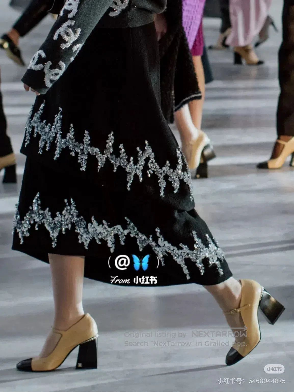 Chanel black silver sequined embroidery midi skirt. Size US 36 / EU 52 - 8 Thumbnail