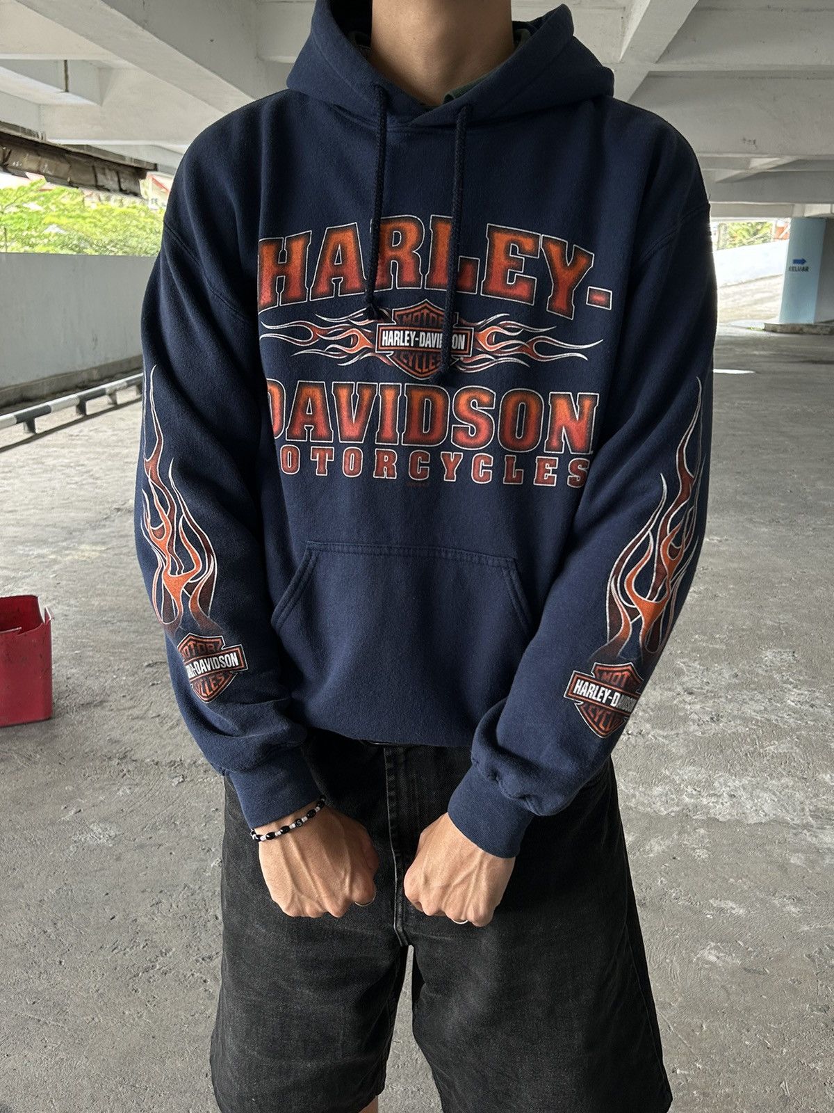 Harley Davidson × Vintage Vintage Harley Davidson hoodie Spell out Size US XL / EU 56 / 4 - 4 Thumbnail