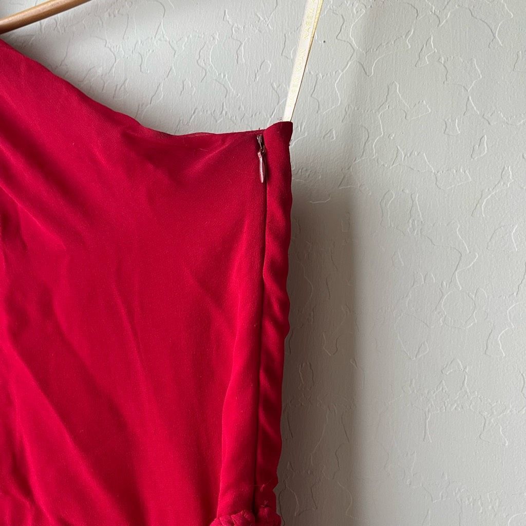 Naeem Khan Naeem Khan Red 100% Silk Draped One-Shoulder Braided Waist C Size S / US 4 / IT 40 - 9 Thumbnail