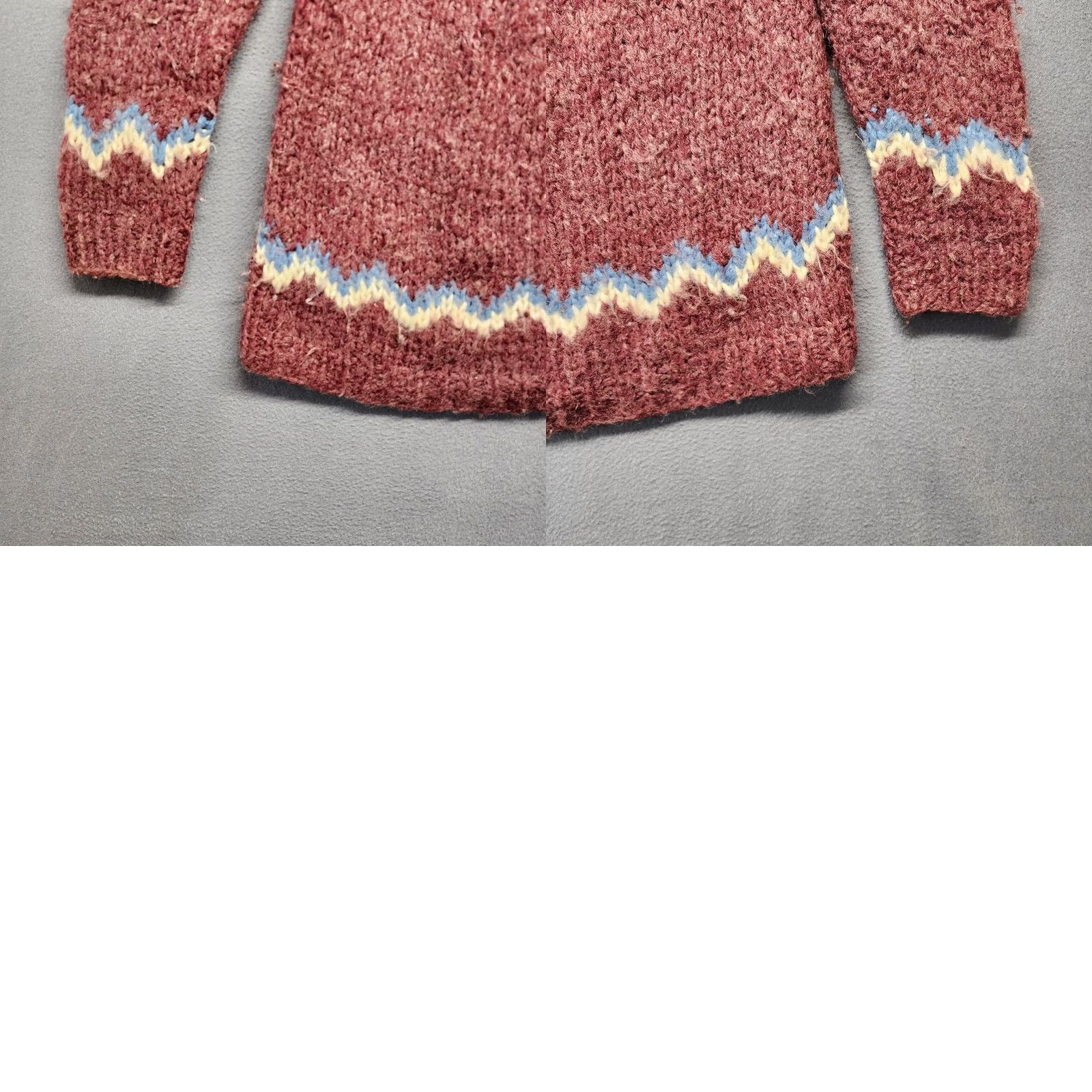 Vintage VINTAGE Handmade Womens Oversize Small Sweater Burgundy Fair Isle Nordic S/M Tall Women Size S / US 4 / IT 40 - 9 Thumbnail