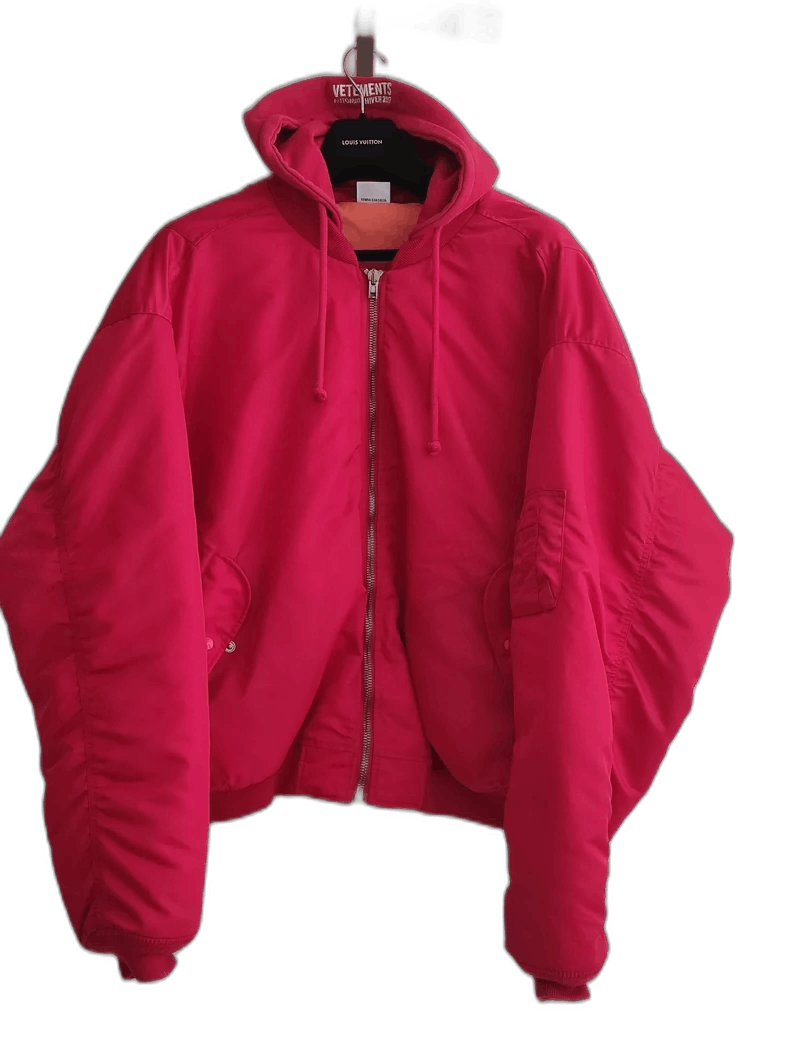 Vetements Red Hooded Bomber Jacket Bombers