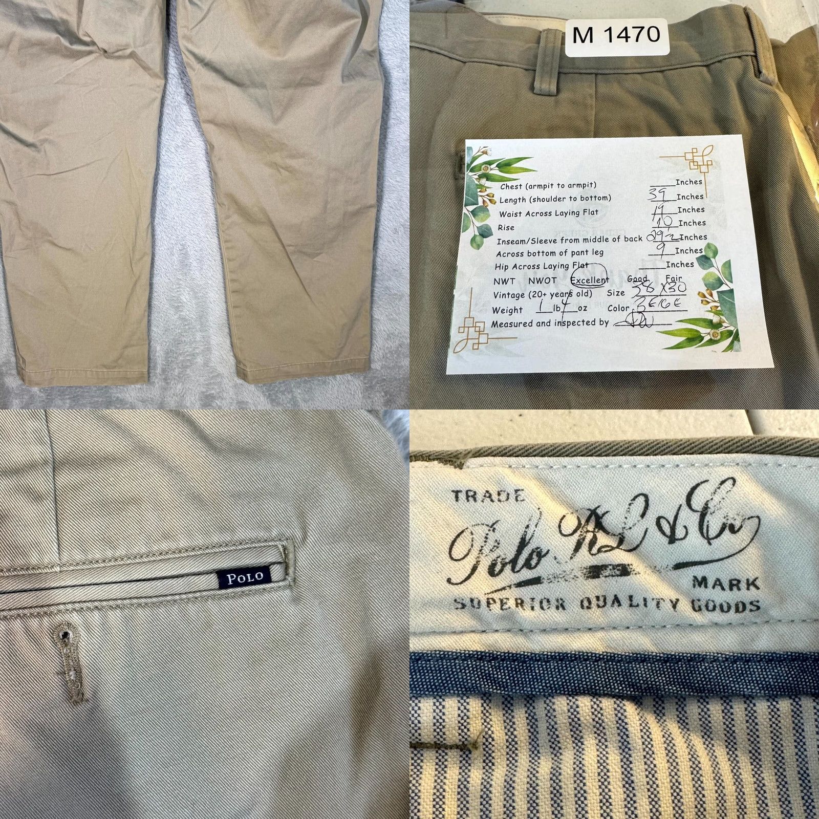 Polo Ralph Lauren Polo Ralph Lauren Chino Pants Men’s 38 x 30 Flat Front Beige Cotton Mid-Rise Classic Fit Shirts and Pants Size US M / EU 48-50 / 2 - 8 Thumbnail