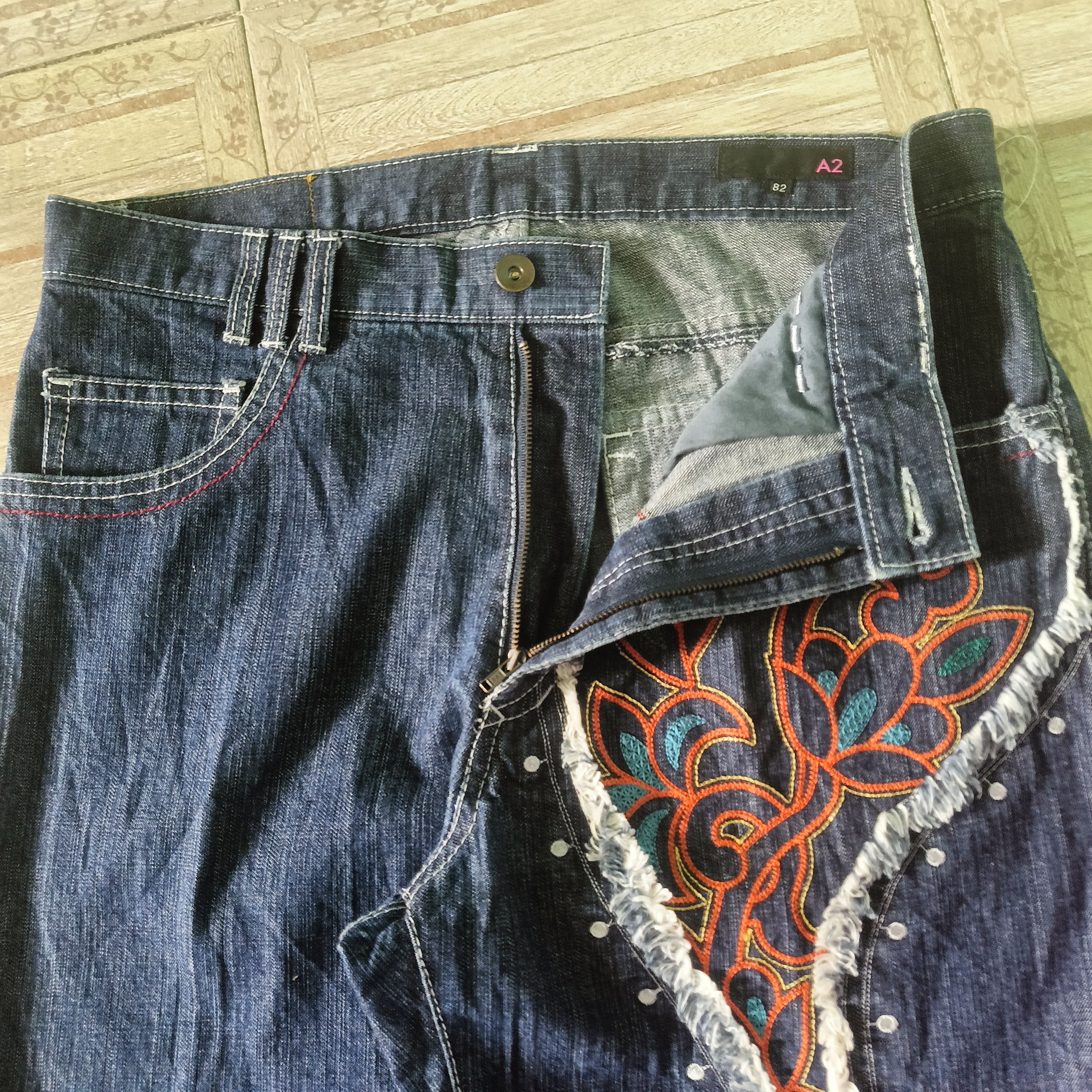 Japanese Brand Rare Embroidery A2 Japanese Design Jeans Size US 32 / EU 48 - 6 Thumbnail