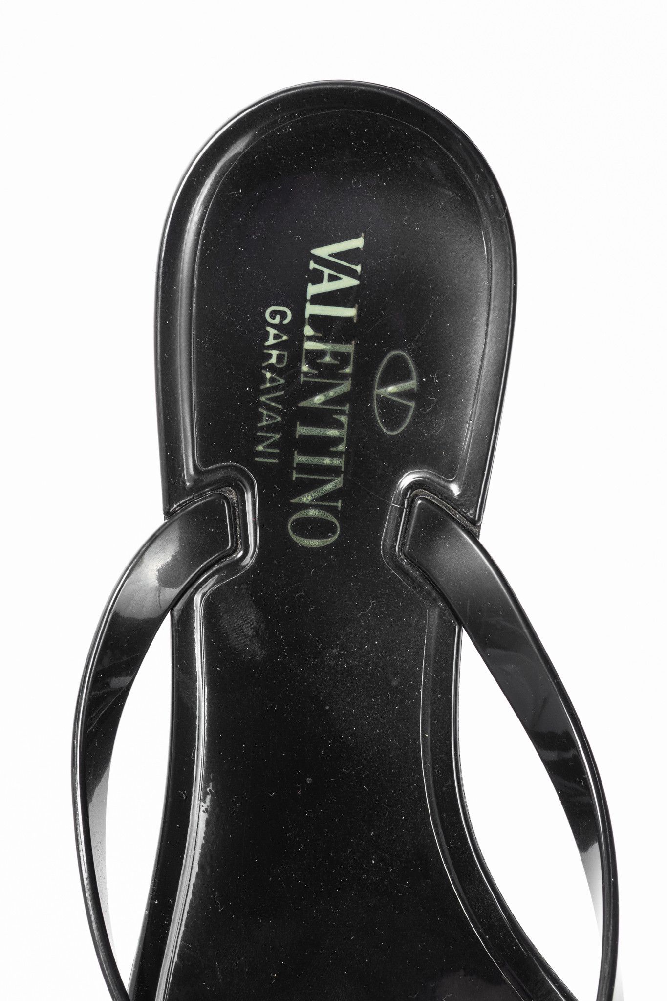 Valentino Garavani Black Rose Jelly Thong Sandals