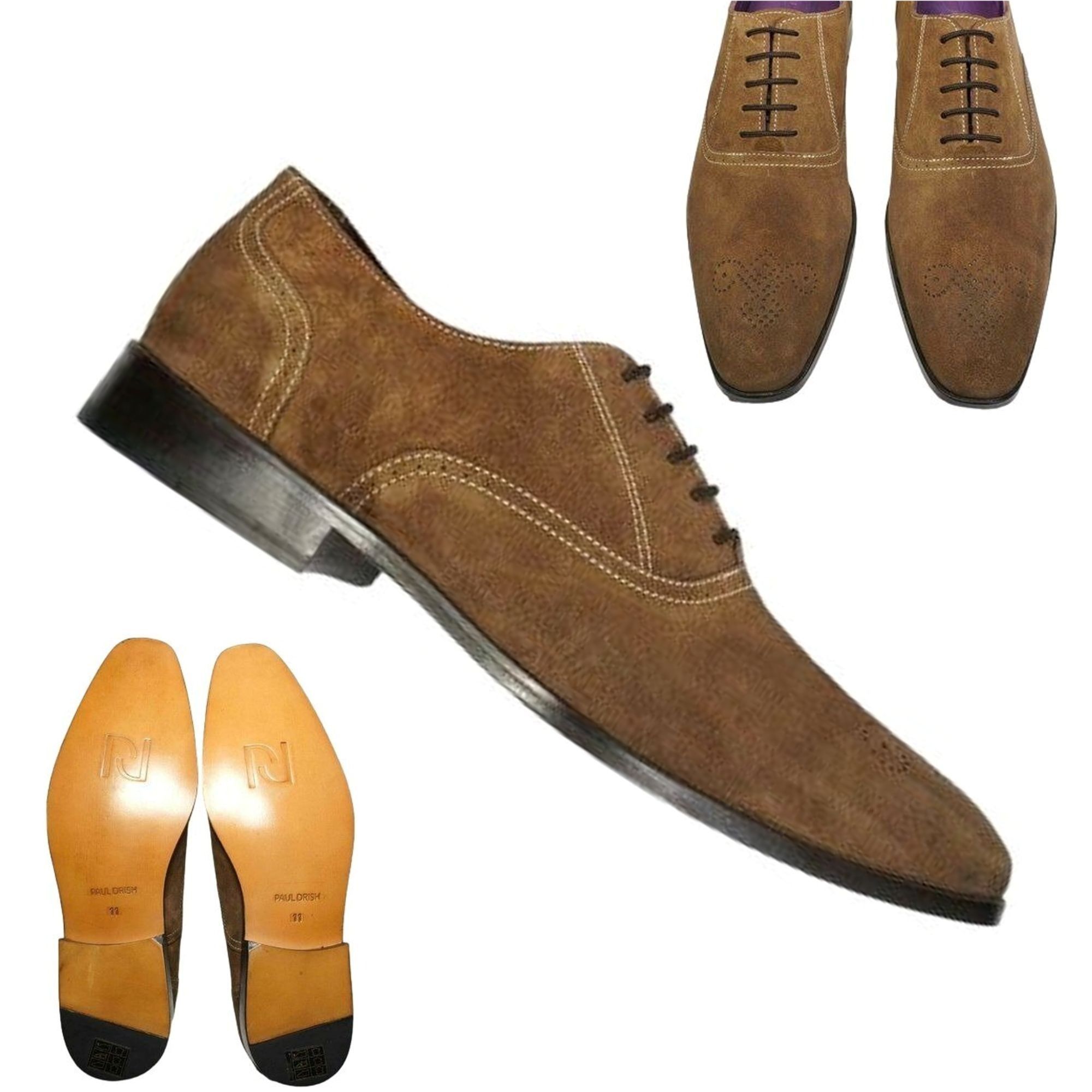 Other NEW Paul Drish Brown Suede Dress Shoes Mens 11 Leather Medal Size US 11 / EU 44 - 10 Thumbnail