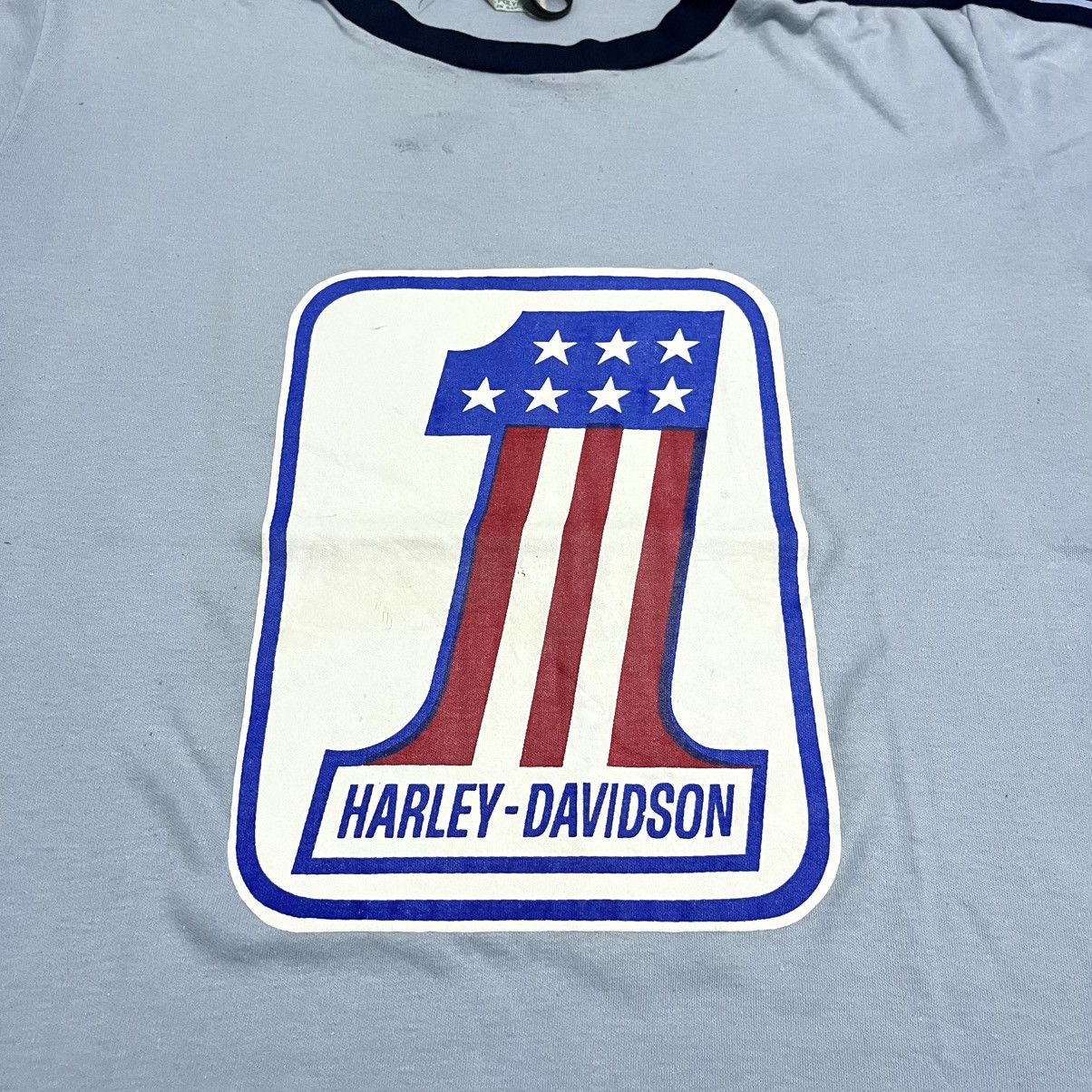 Vintage 70s Harley Davidson Number One Logo Riger Tee Size US L / EU 52-54 / 3 - 3 Thumbnail