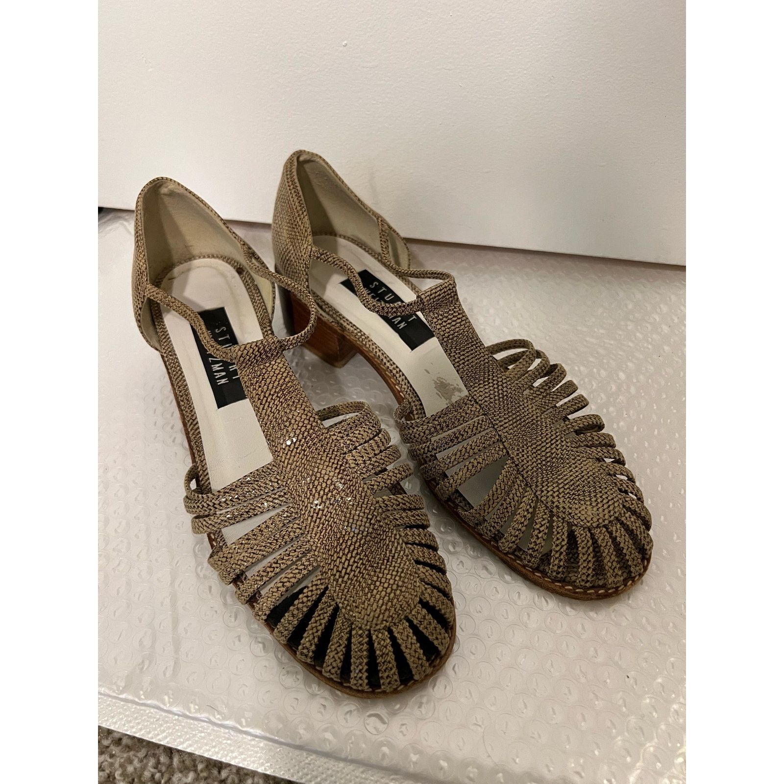 Stuart Weitzman Vintage Stuart Weitzman Tan Strappy Sandals Sz 8 Size US 8 / IT 38 - 1 Thumbnail