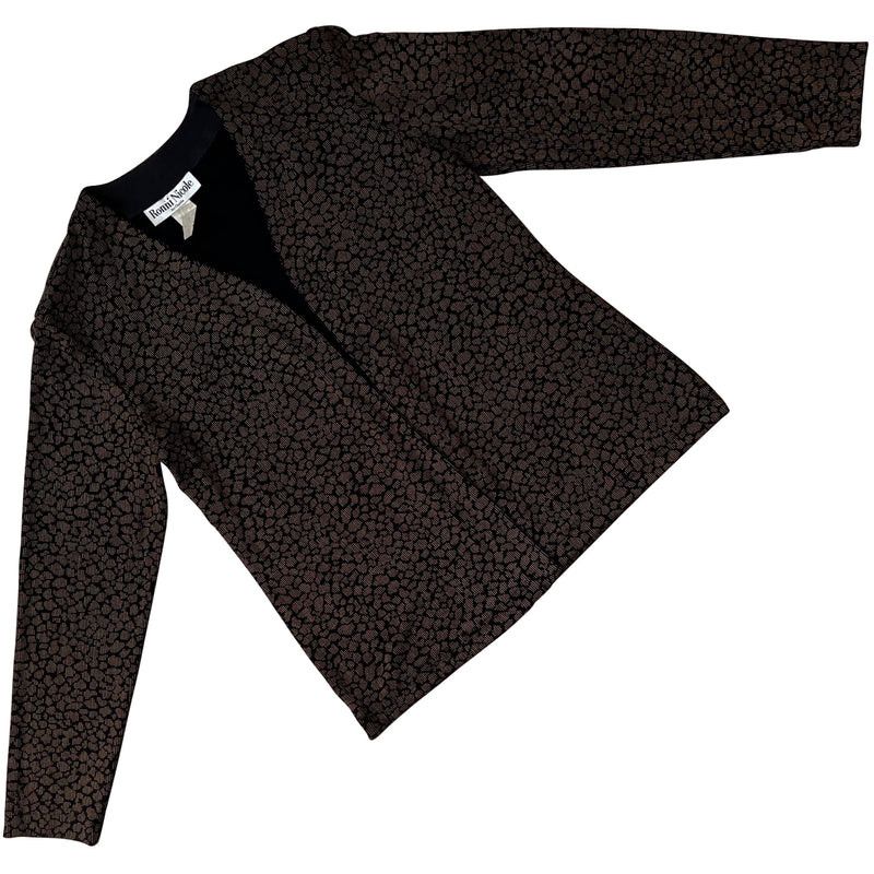image of Vintage Uida (United States) Acetate Interlock Knit Cardigan Shirt in Brown, Women's (Size Medium)