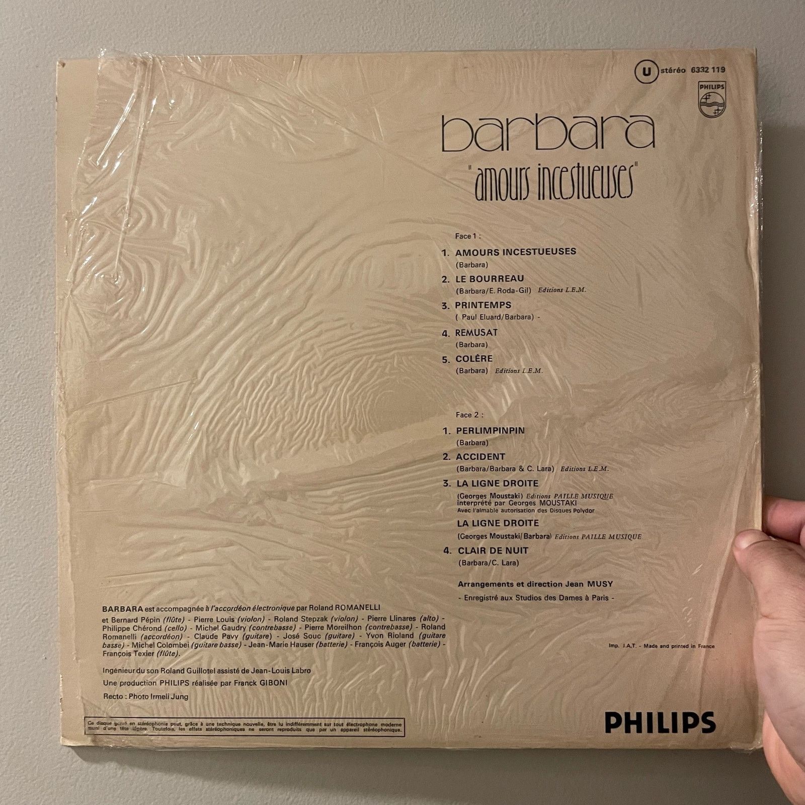 Other Barbara - Amours Incestueses LP vintage vinyl record chanson Size ONE SIZE - 2 Thumbnail