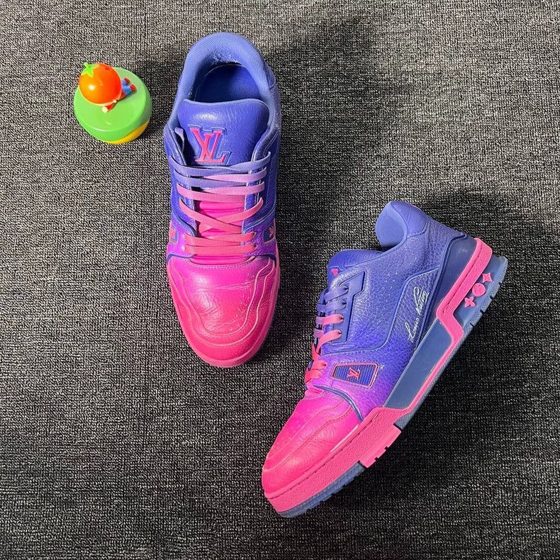 Louis Vuitton LV Trainer Purple Pink Colorful Sneakers Size 41-2506 Size US 7 / EU 40 - 2 Thumbnail