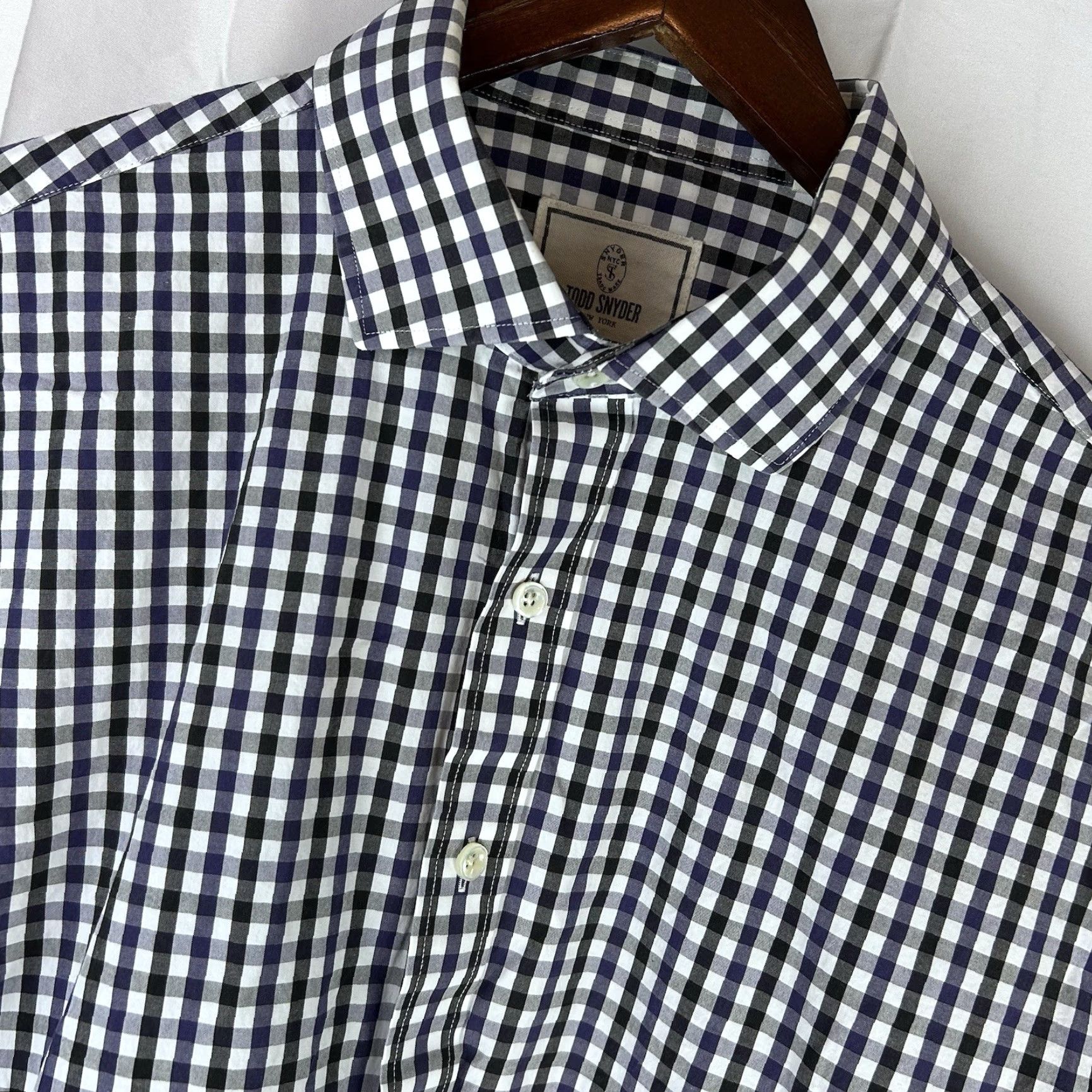 Todd Snyder VINTAGE Todd Snyder Shirt Mens 17-34/35 Purple Black Button-Down Check Gingham Cotton Regular Long Sleeve Mens Size US XL / EU 56 / 4 - 2 Thumbnail