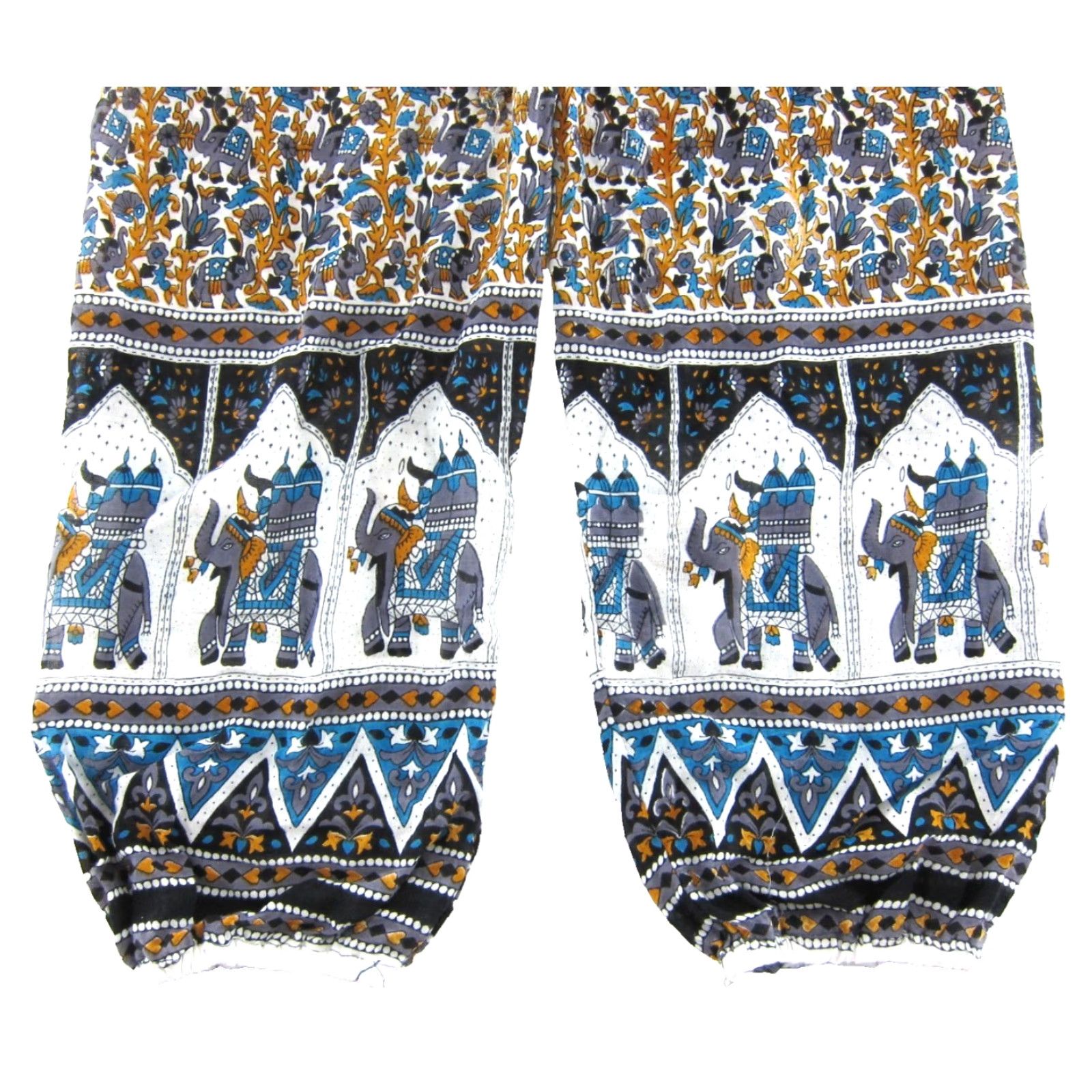 Vintage VTG Star India Rayon Blue Yellow Grey Elephant High Rise Wide Leg Pant XS Size 26" / US 2 / IT 38 - 5 Thumbnail