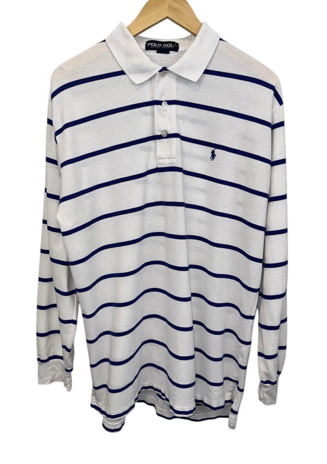 Polo Ralph Lauren Vintage Polo Golf Ralph Lauren White Blue Striped Polo Sz XL Size US XL / EU 56 / 4 - 1 Thumbnail
