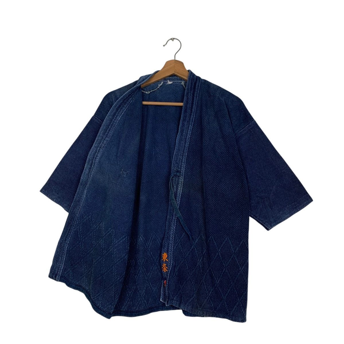 Vintage 90's Blue Indigo Sashiko Thick Weave Kimono Jacket 2767-C125 Size US M / EU 48-50 / 2 - 7 Thumbnail