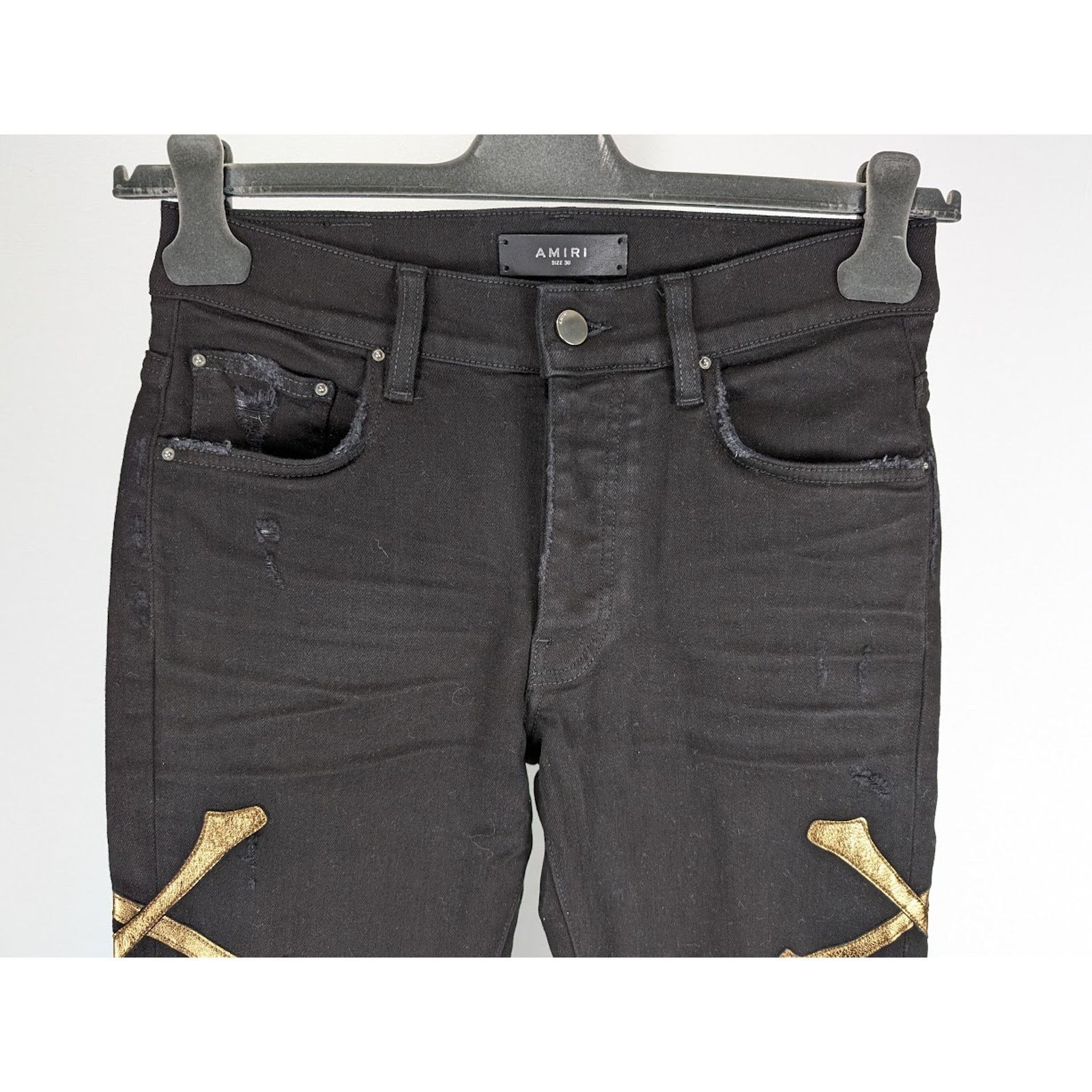 Amiri o1rshd1 Bones Jeans in Black/Gold Size US 31 - 10 Thumbnail