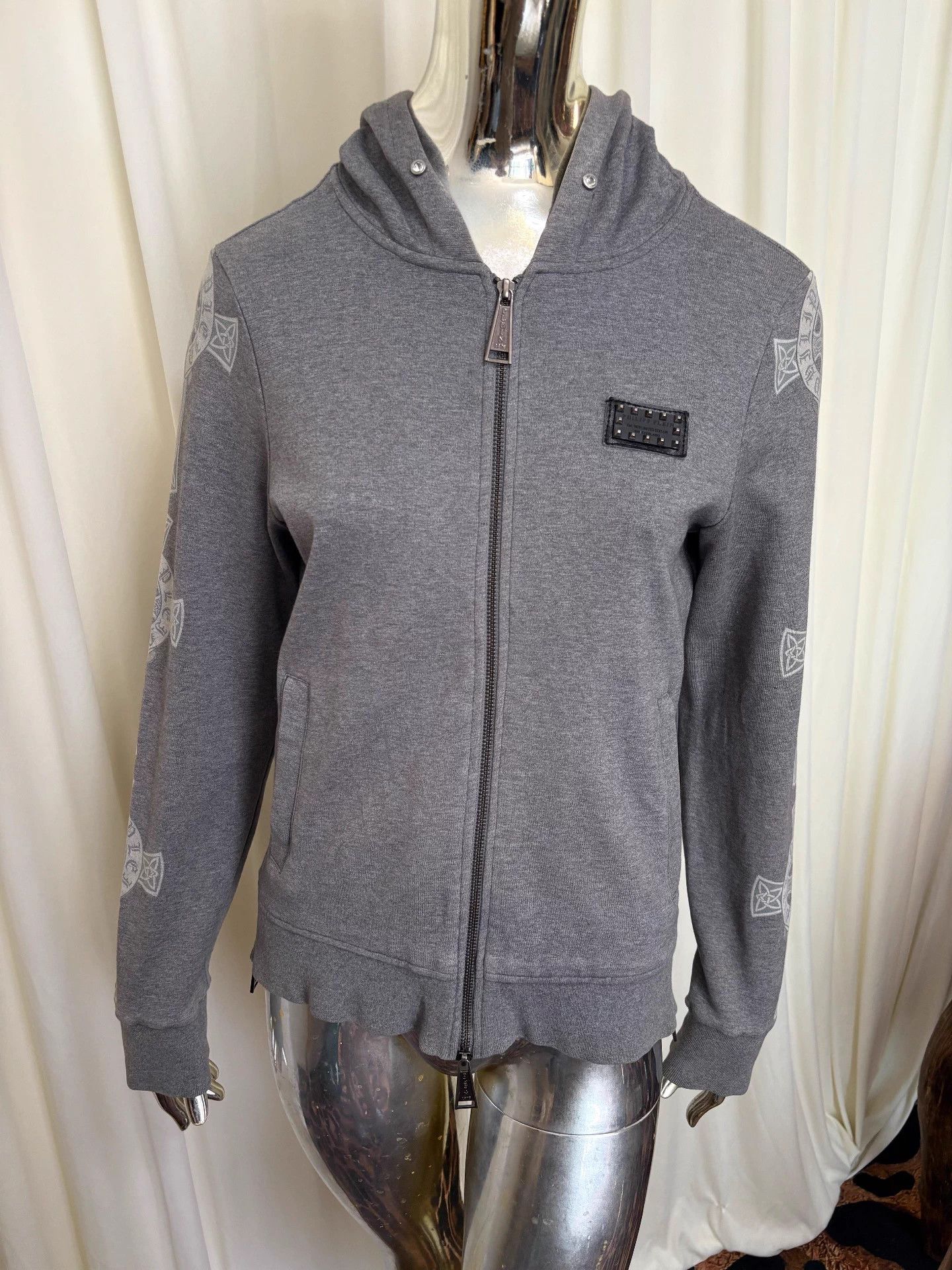 Philipp Plein PP Men's Gray Limited Skull Sanskrit Zip Rivet Hooded Jkt Size US M / EU 48-50 / 2 - 6 Thumbnail